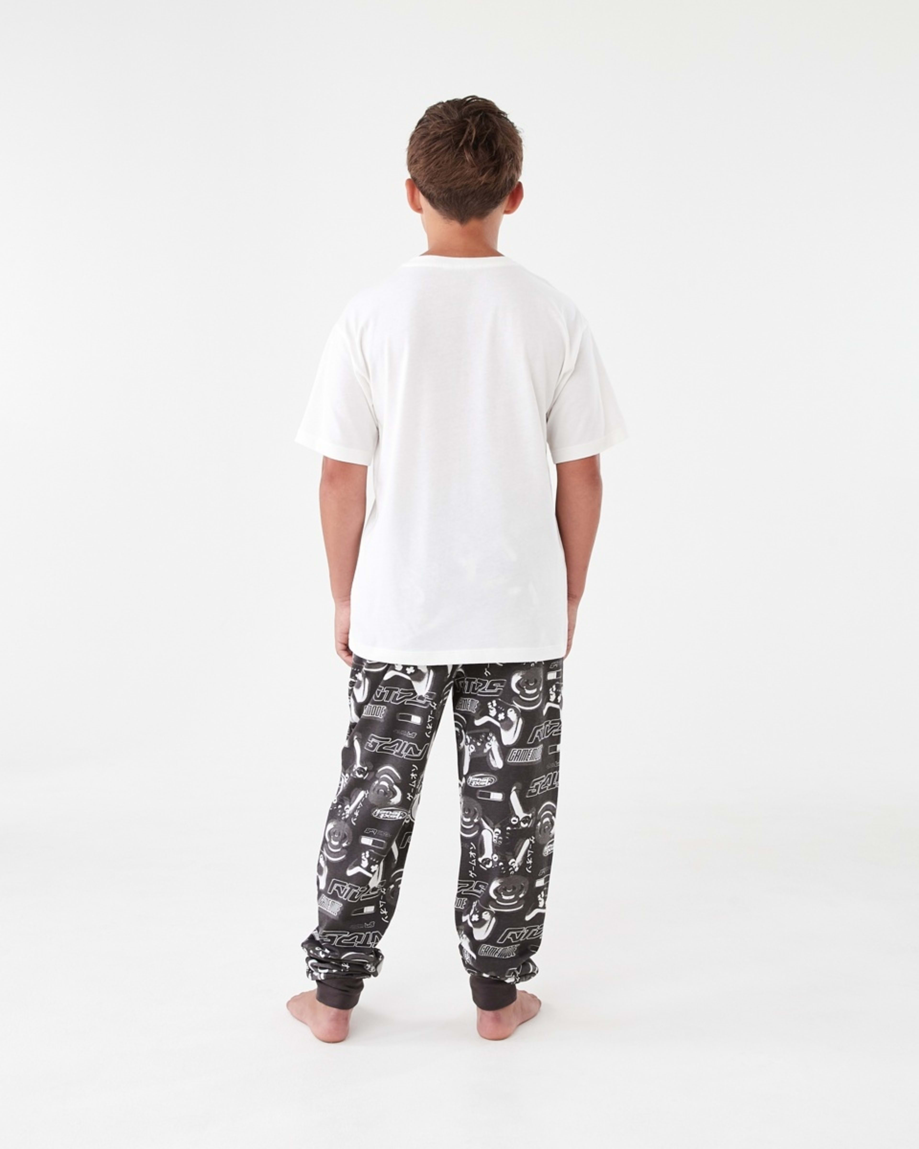 2 Short Sleeve Top and Long Pants Pyjama Set Grey Gamer, 2 of 5