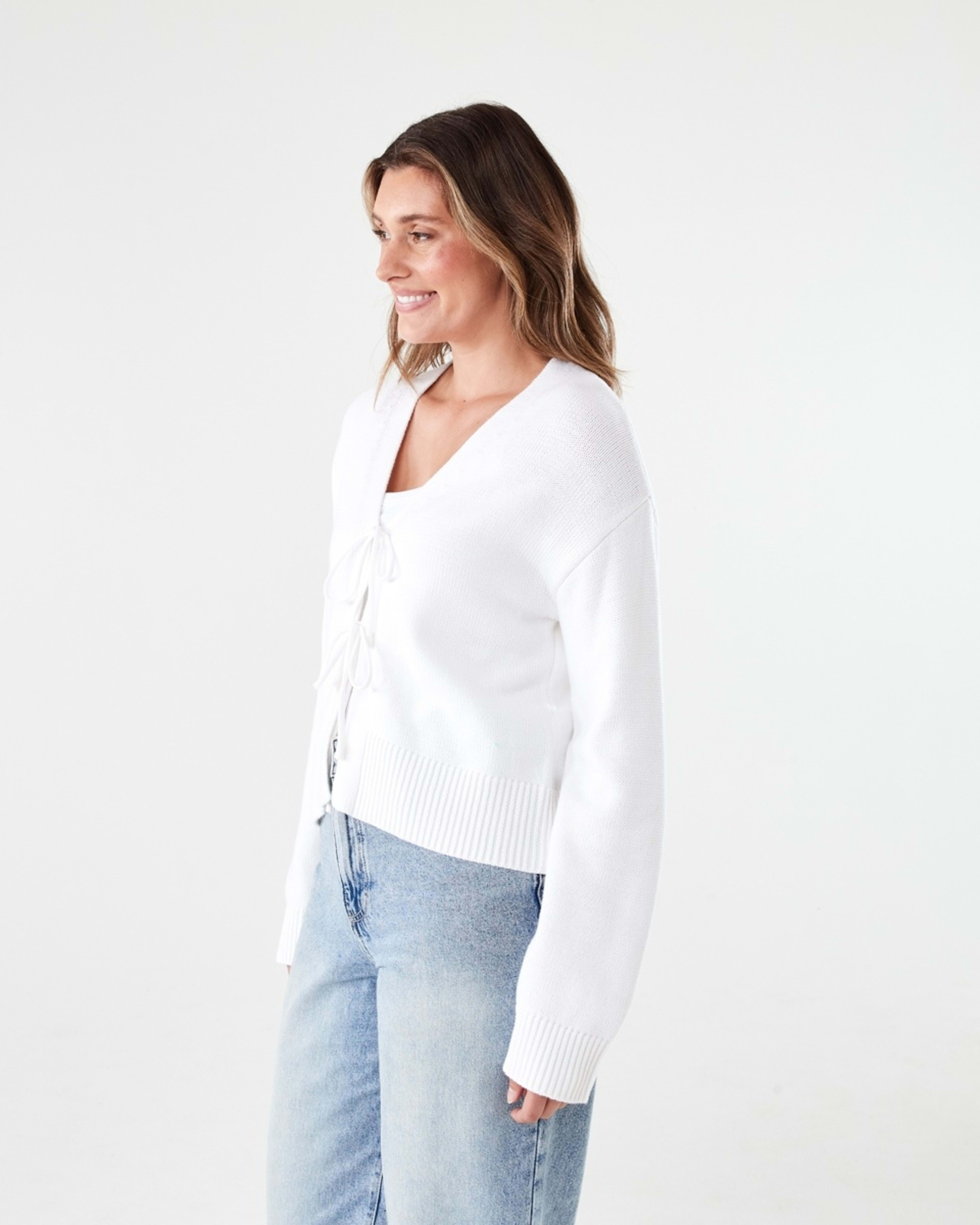 2 Tie Front Cardigan WHITE, 2 of 5