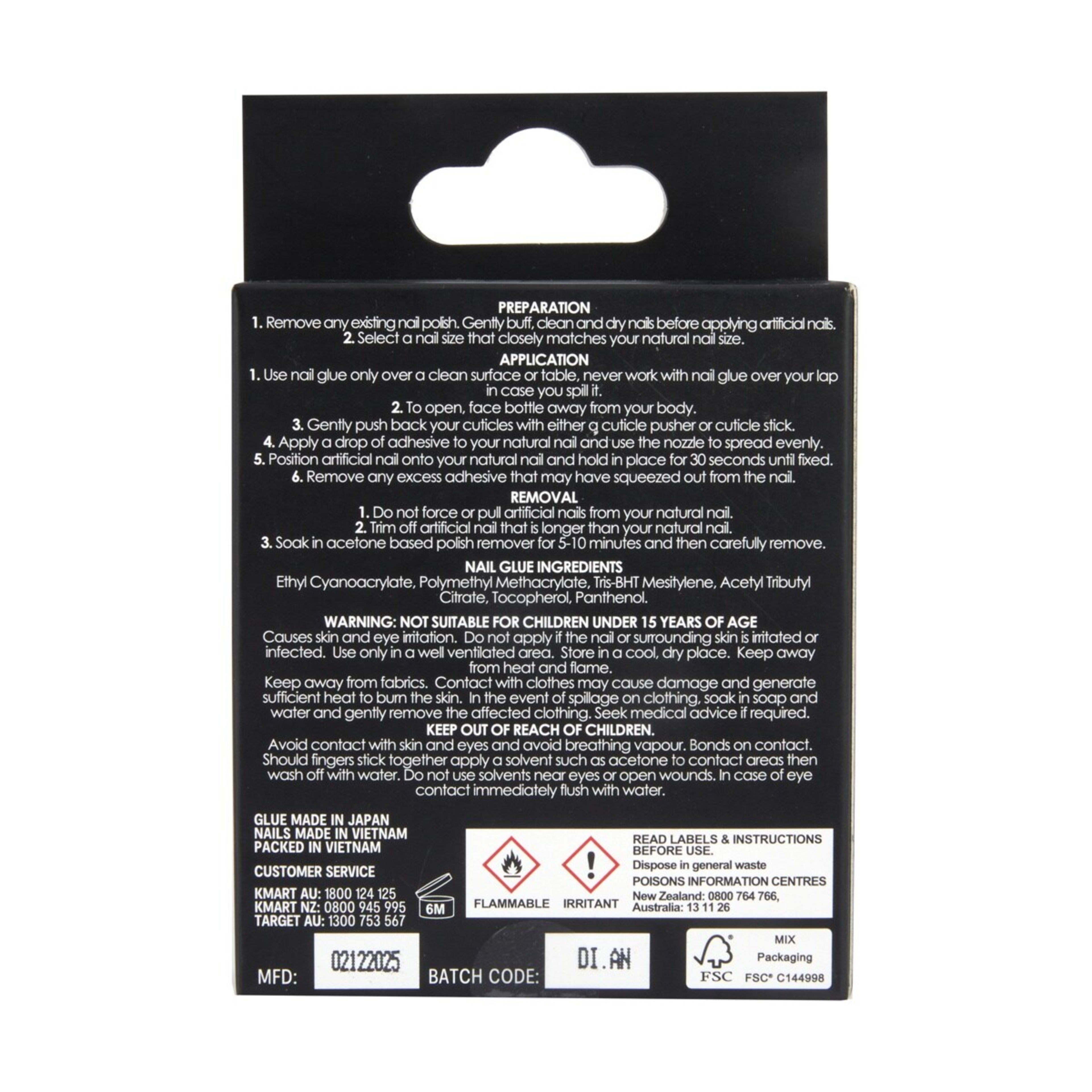 2 OXX Cosmetics 24 Pack Artificial Nails with Adhesive - Oval Shape, Pearl Glaze, 2 of 5