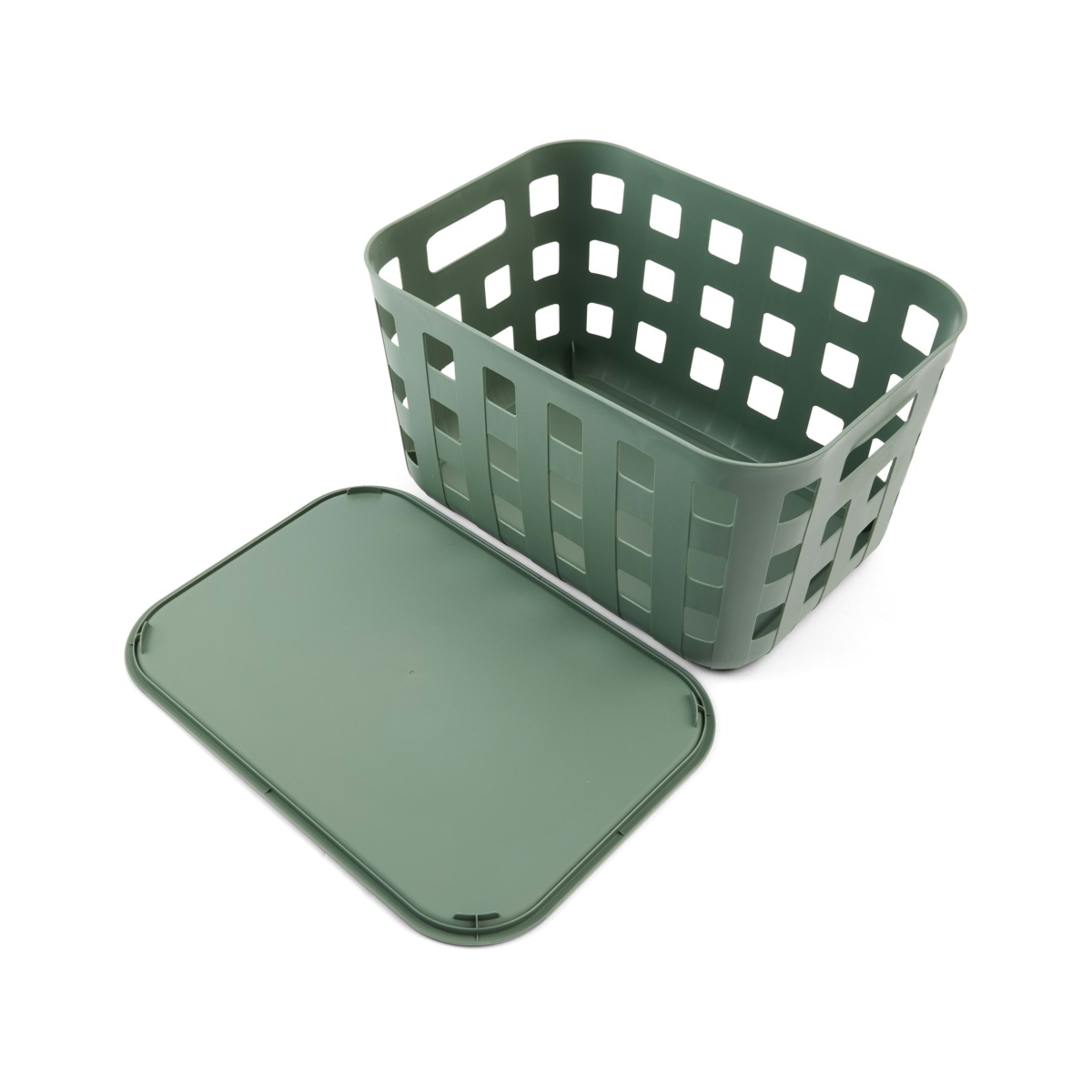 4 18L Rectangle Trellis Basket with Lid - Green, 4 of 9