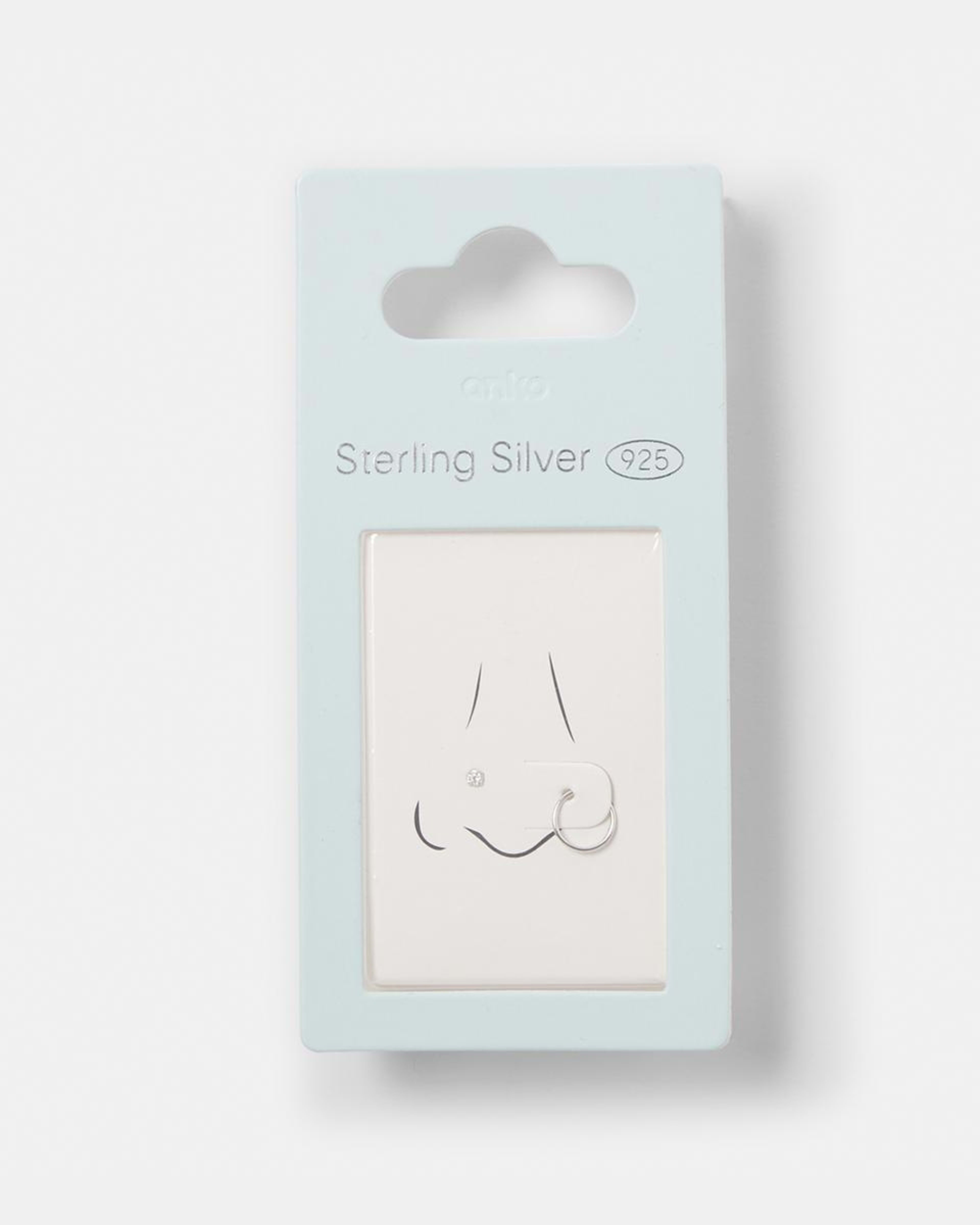 3 Sterling Silver Stud and Nose Ring - Silver Tone Silver, 3 of 3