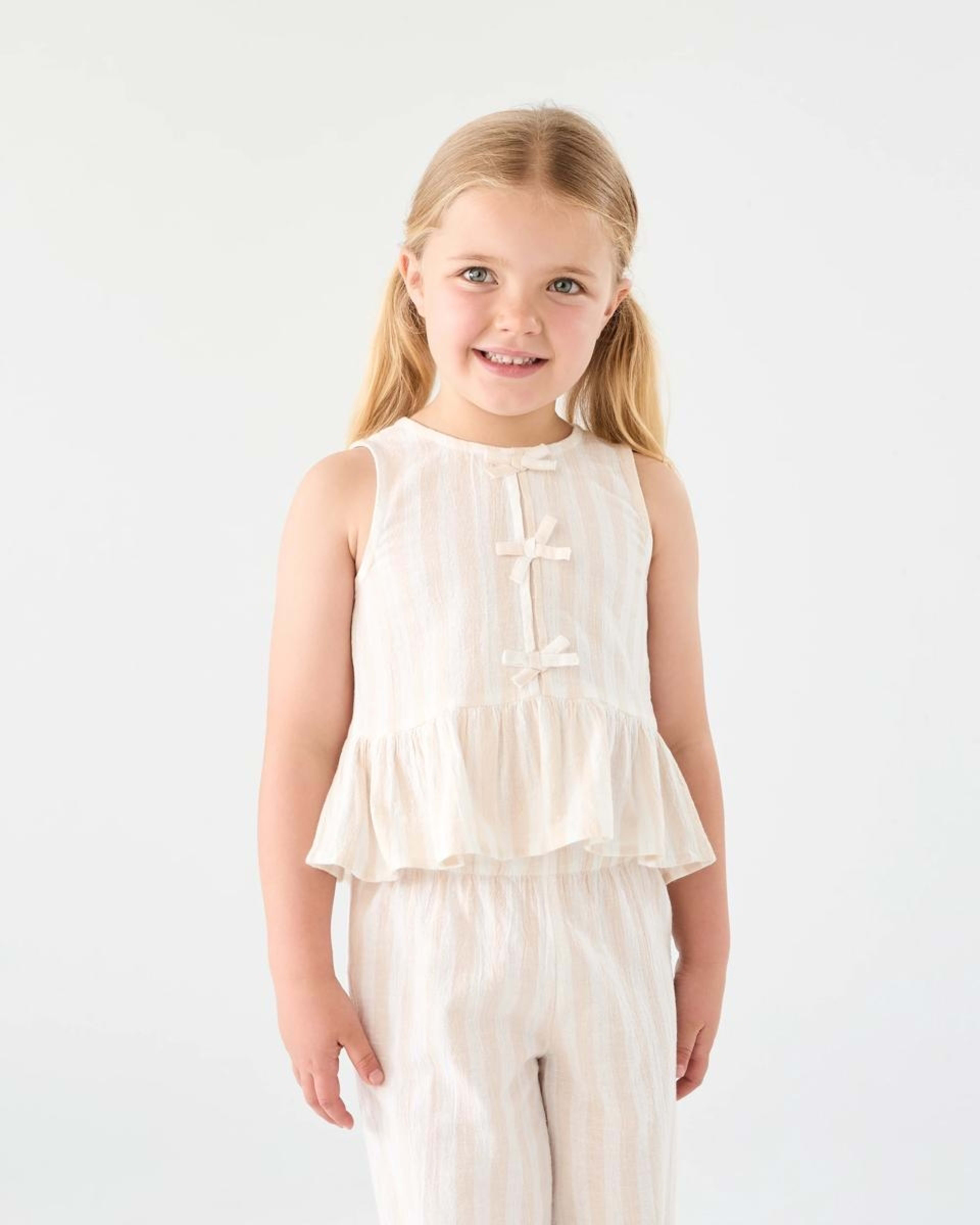 1 Tie Front Frill Top Bge Stripe, 1 of 7