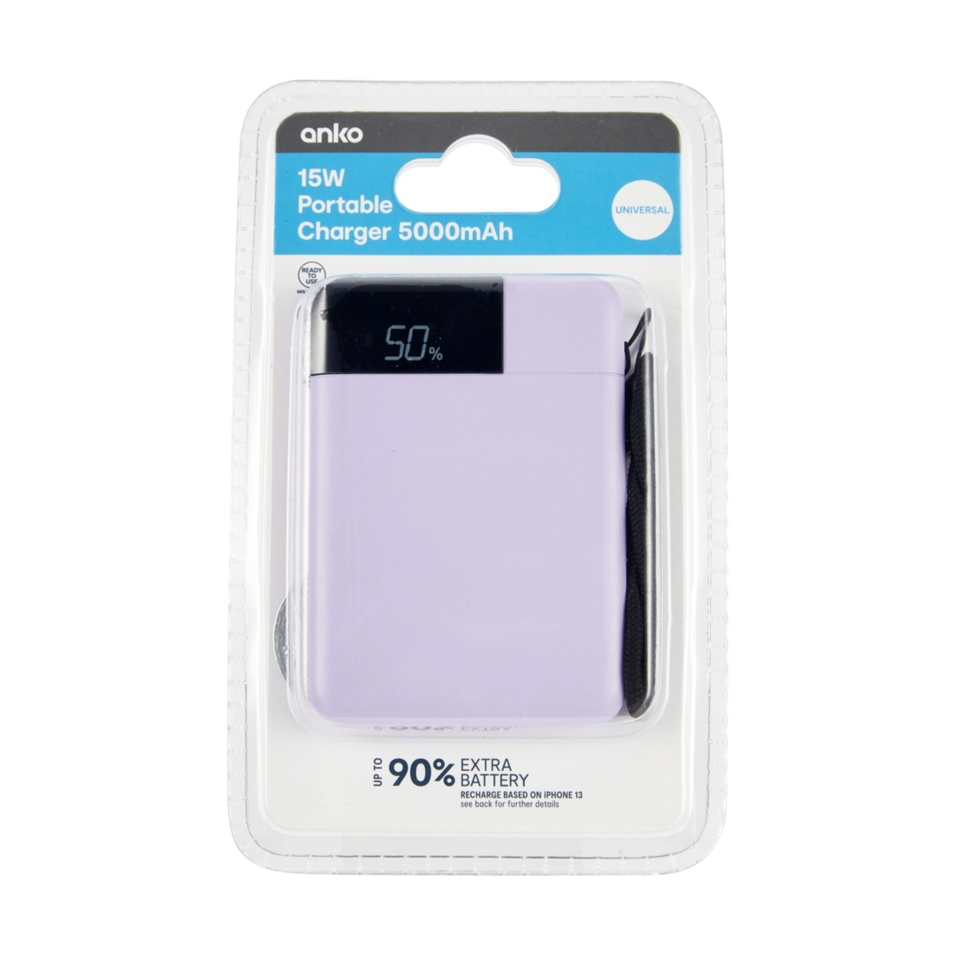 8 USB-A to USB-C 15W 5000mAh Portable Charger - Purple, 8 of 9