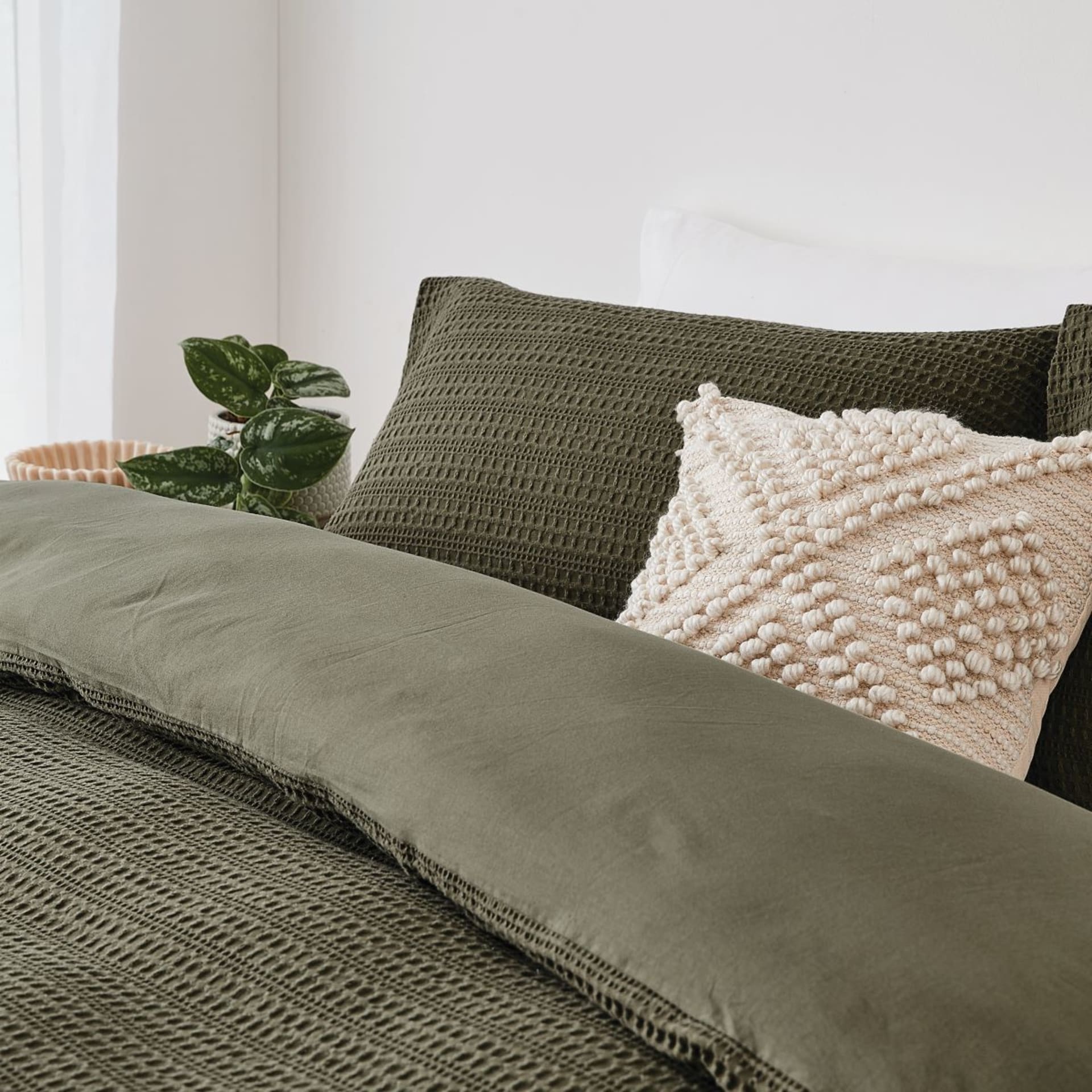 Makena Cotton Quilt Cover Set King Bed, Forest Kmart