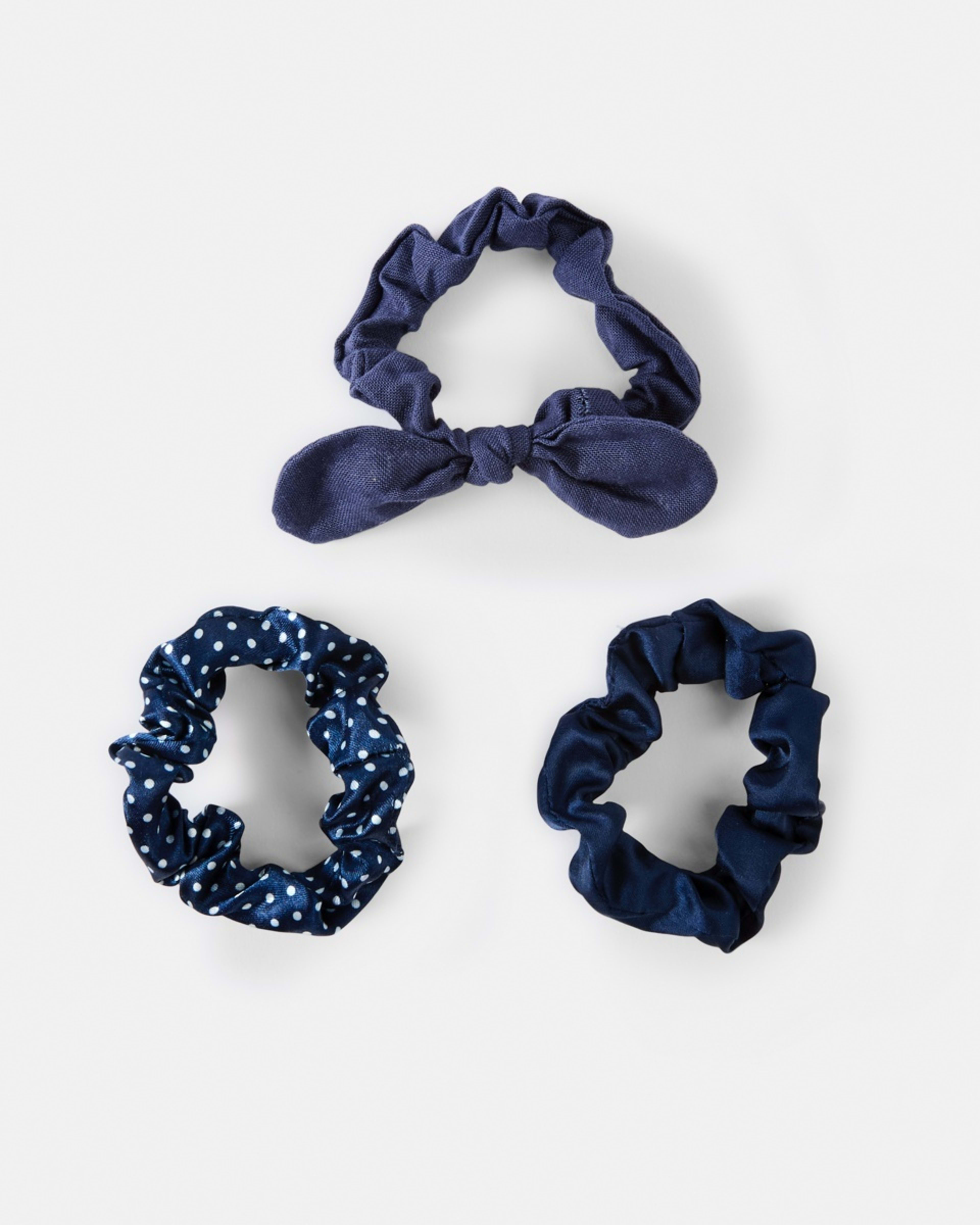 2 3 Pack Mixed Hair Scrunchies Nvy Sphire, 2 of 4