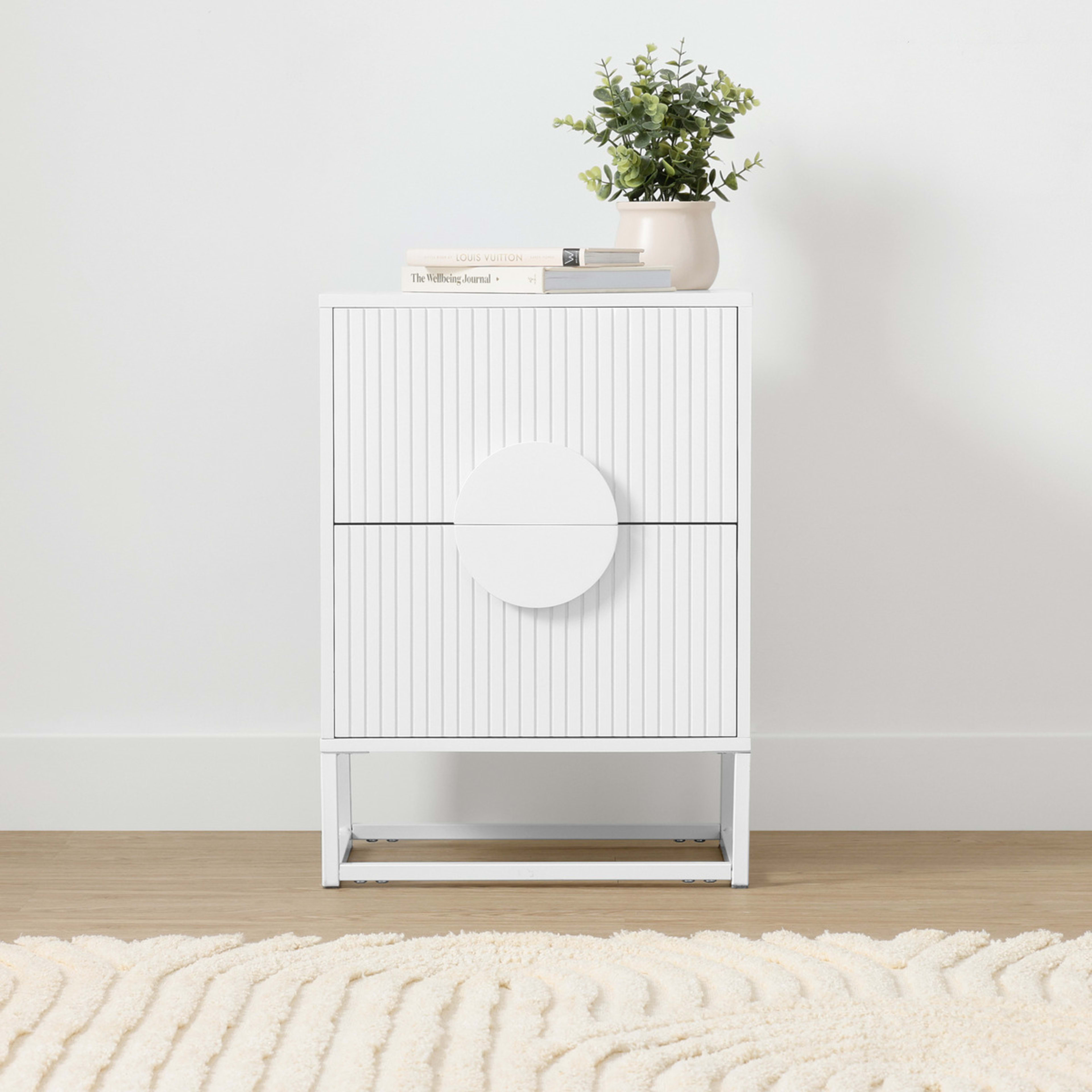 1 Stevie 2 Drawer Bedside Table - White