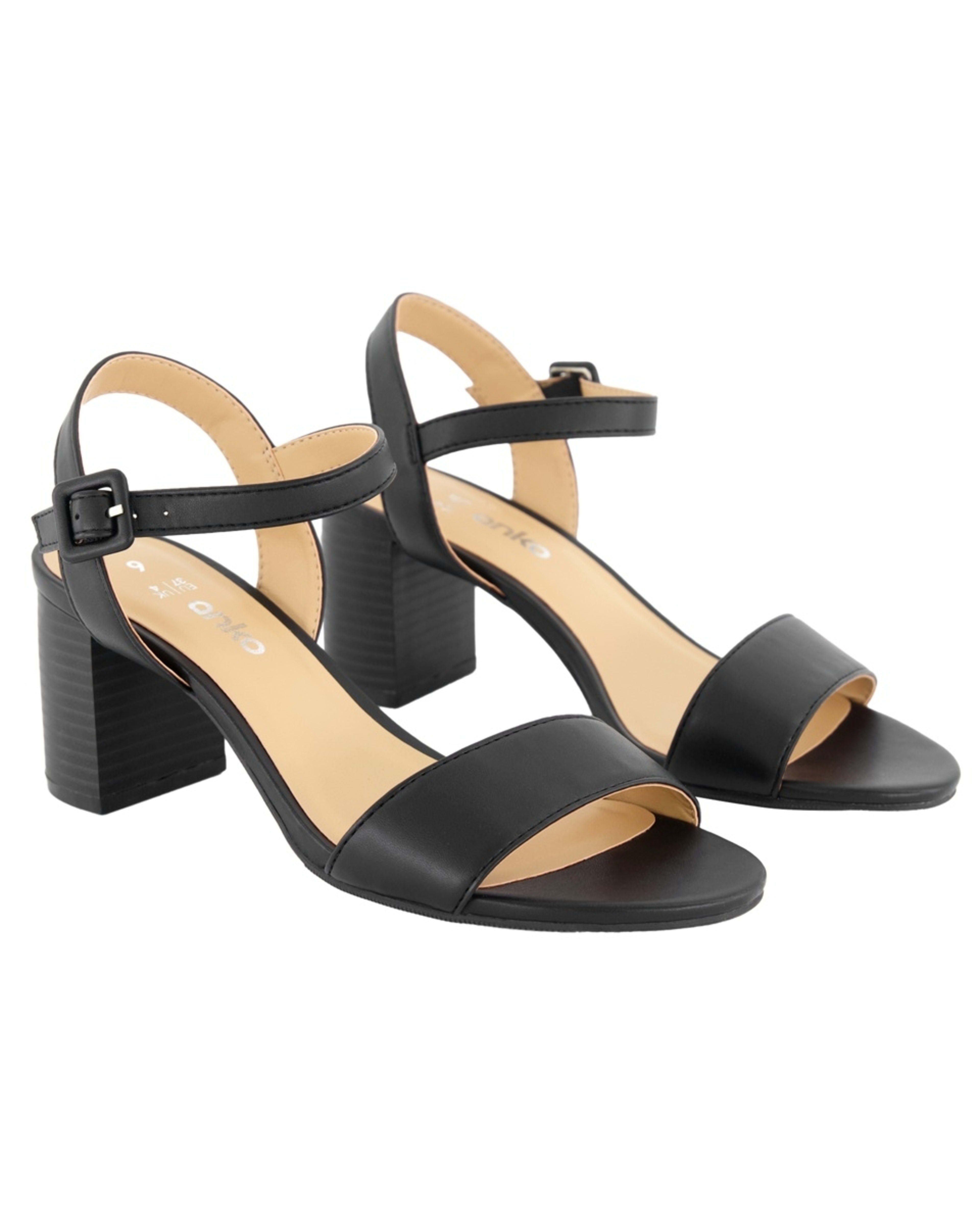 2 Basic Block Heel Dress Sandals BLACK, 2 of 5