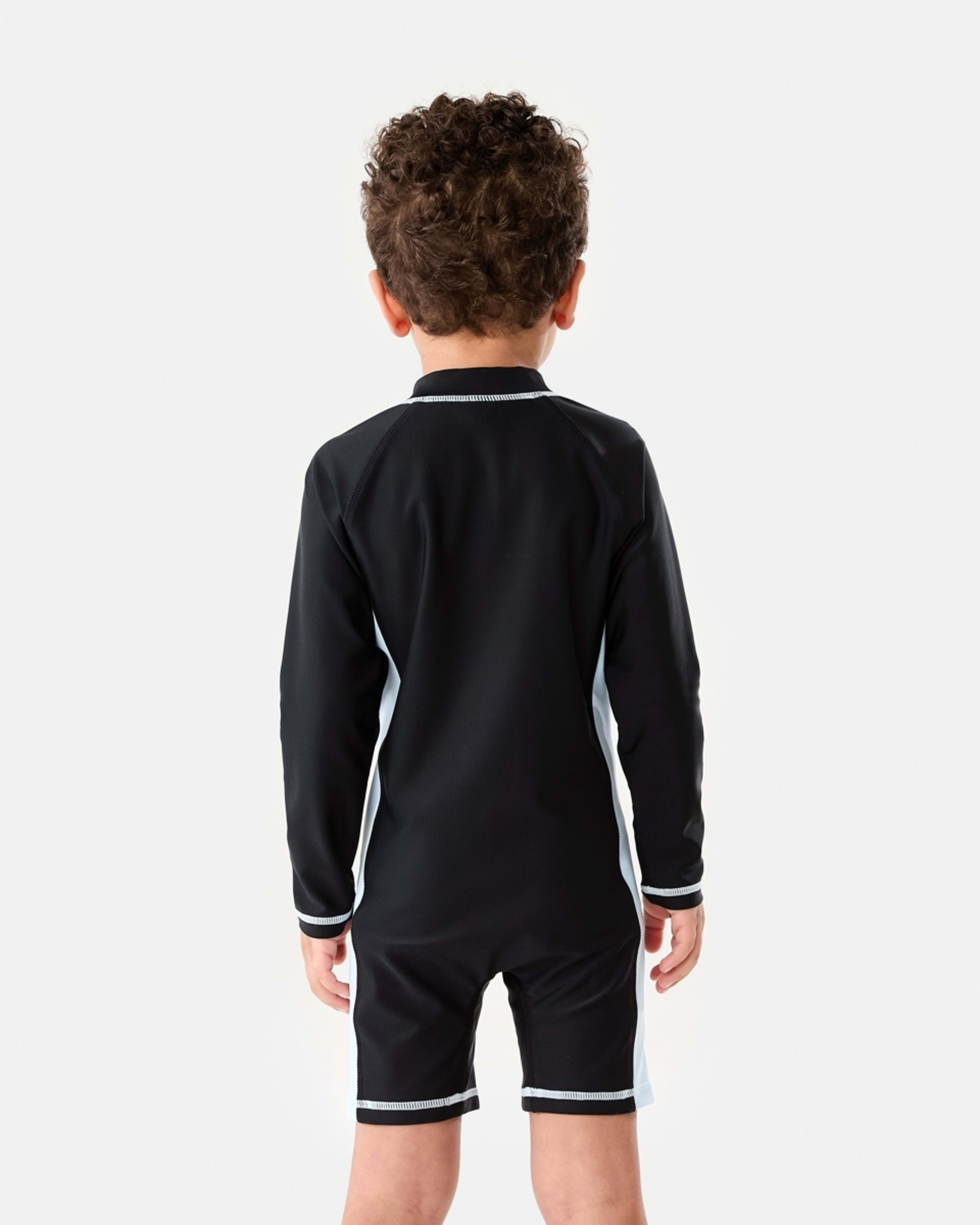 2 Long Sleeve Colour Block Swimsuit SUNSHINE SURF BLACK, 2 of 8