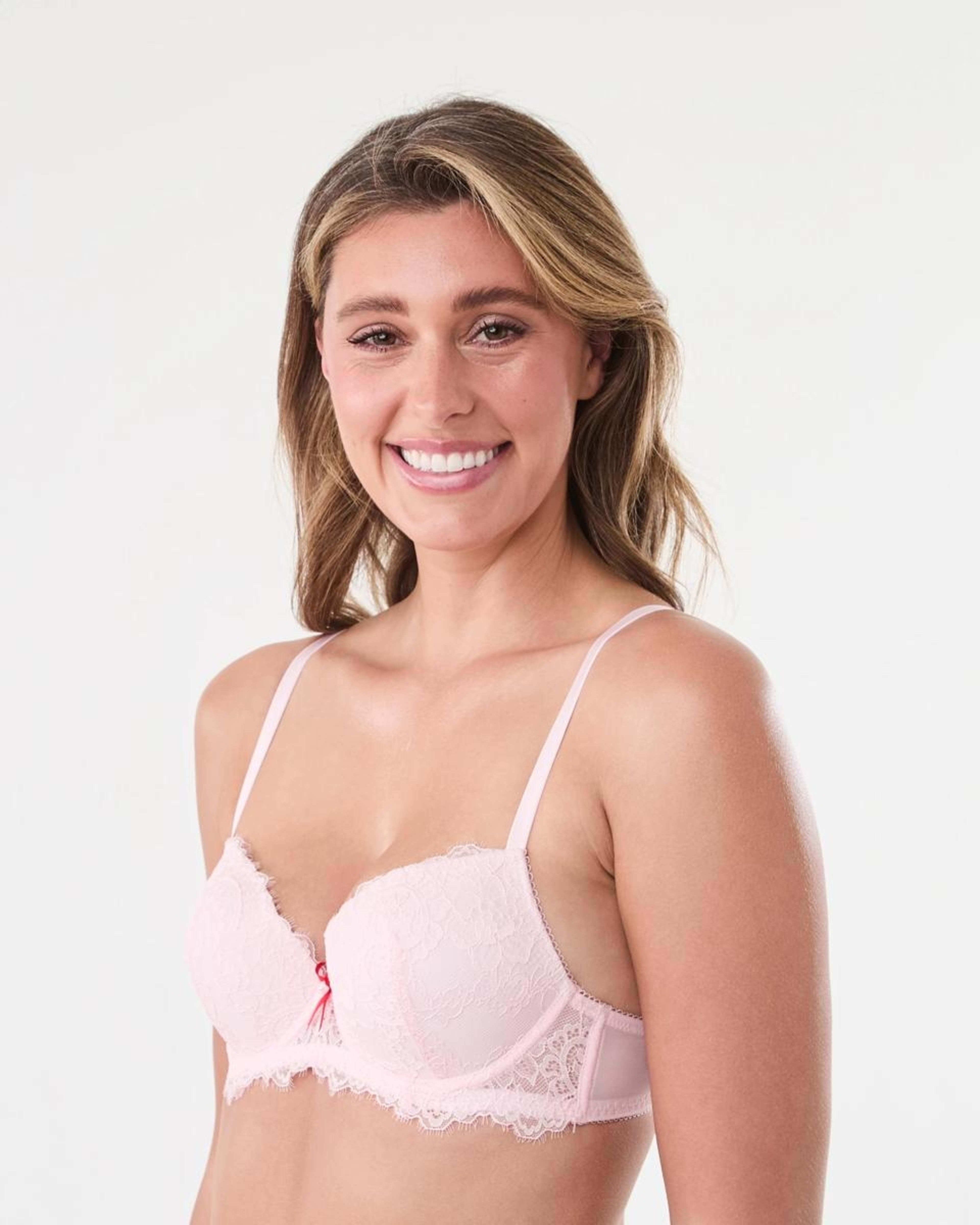2 Co-ordinated Eyelash Lace Push up Bra Bllet Pink, 2 of 8
