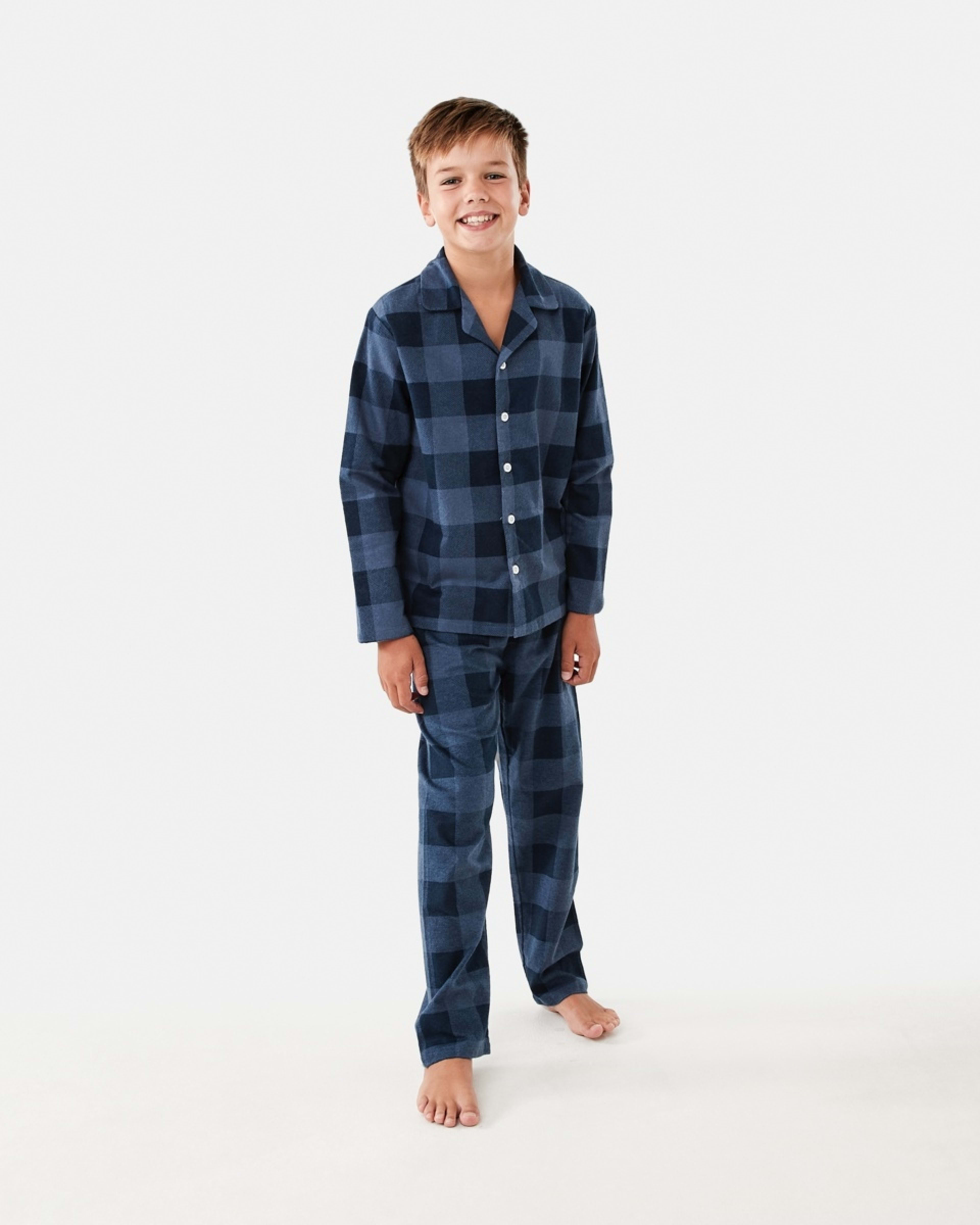 1 Flannelette Pyjama Set Navy Check