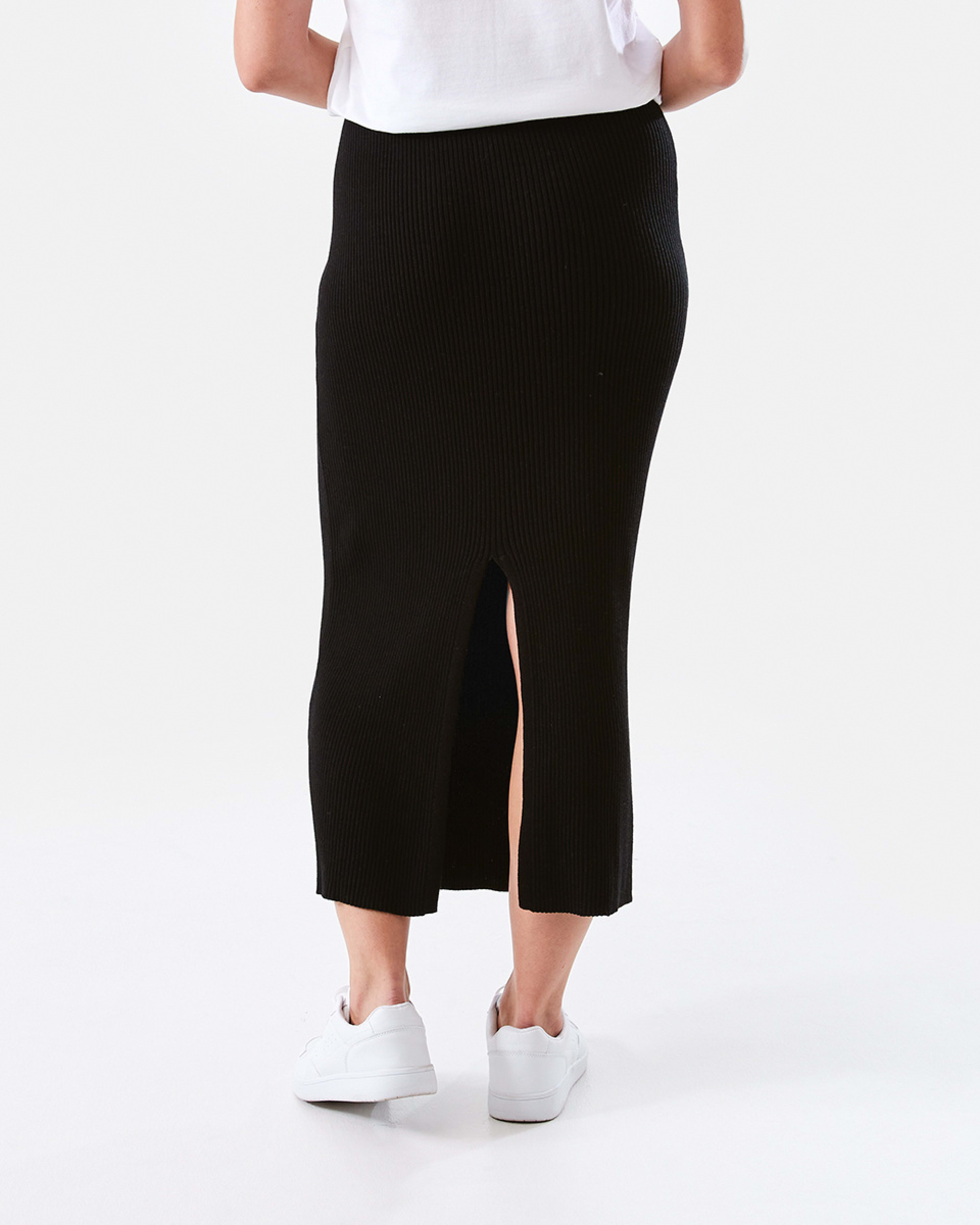 3 Rib Column Maxi Skirt Black, 3 of 5