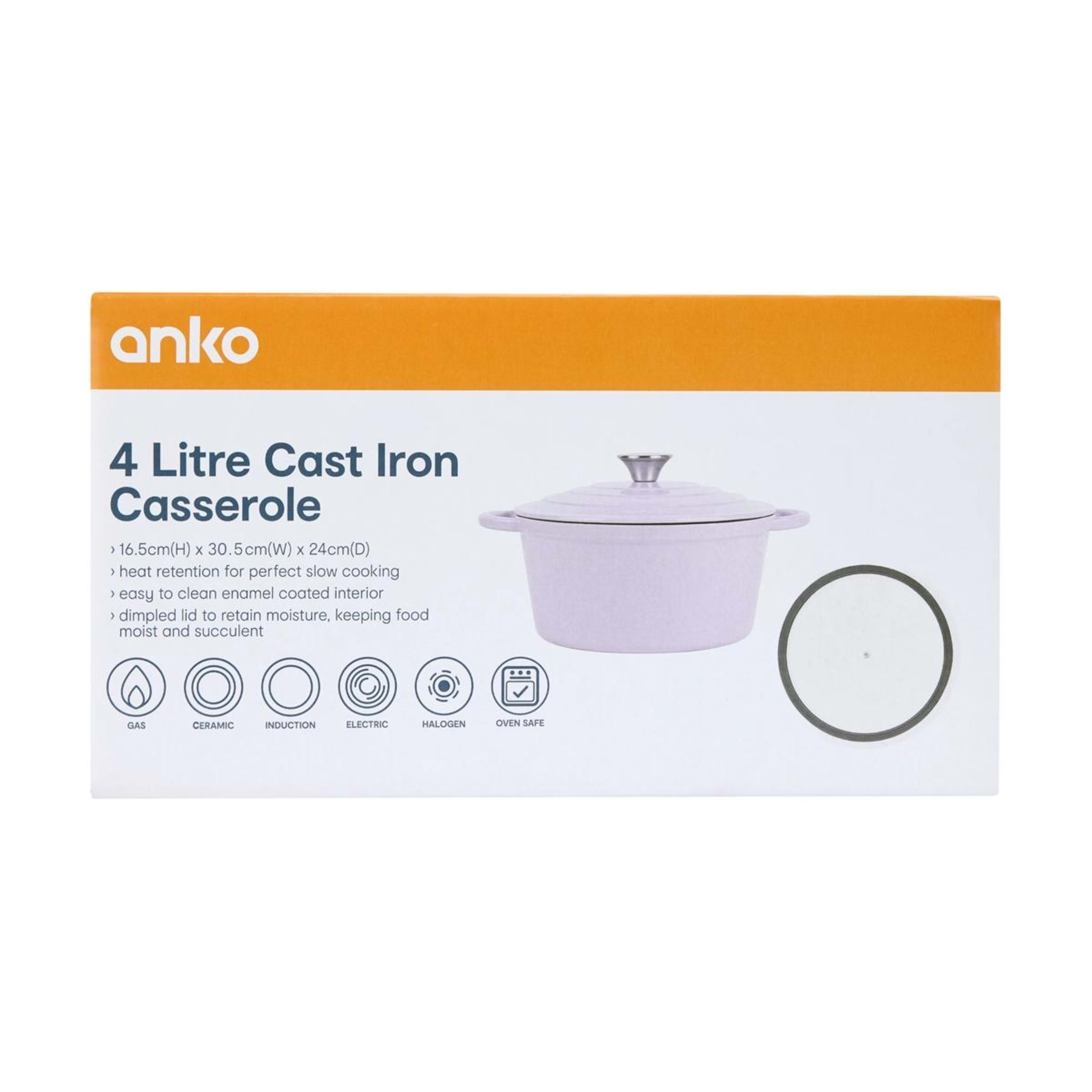 6 4L Lilac Cast Iron Casserole, 6 of 6