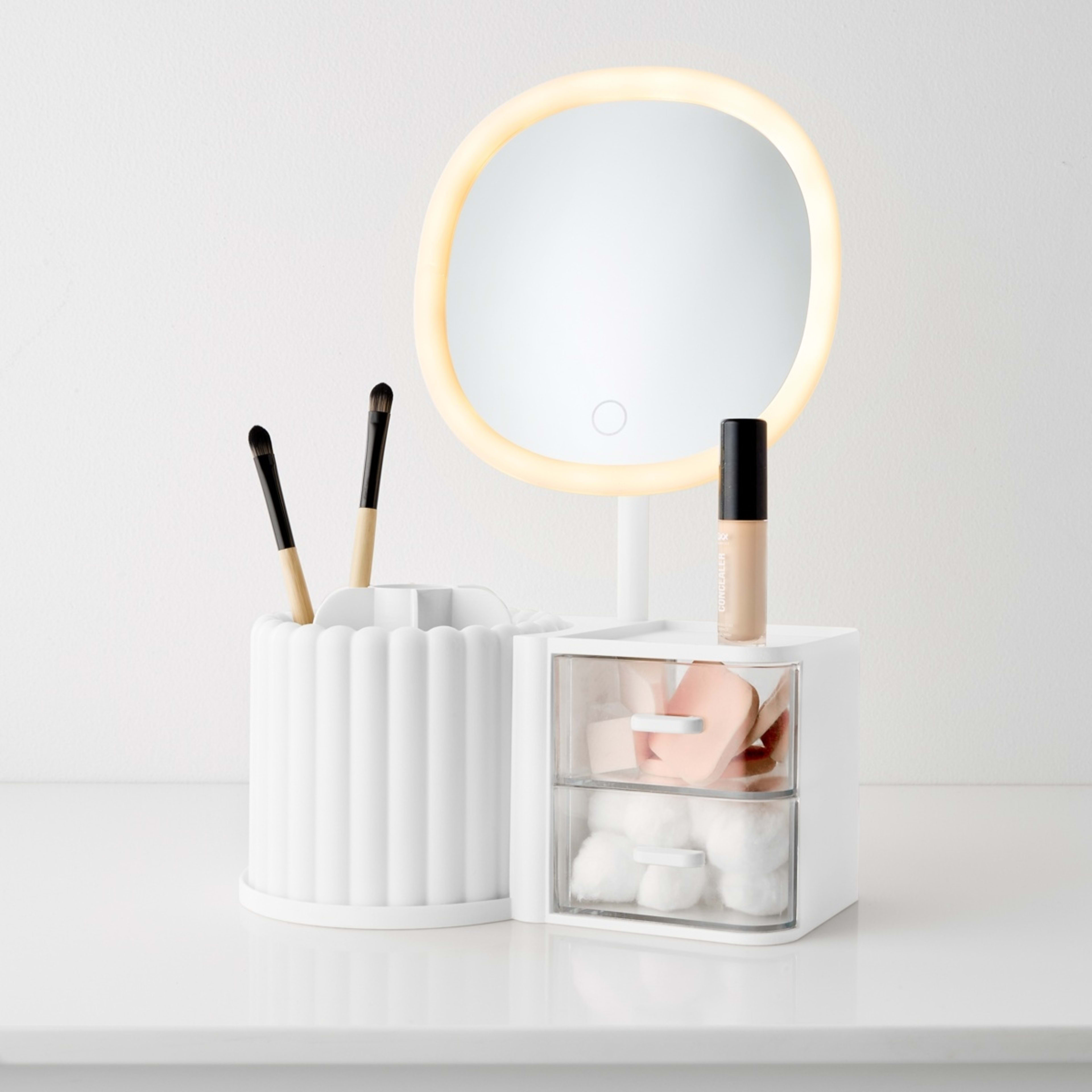 2 Cosmetic Organiser with Mirror - White, 2 of 10