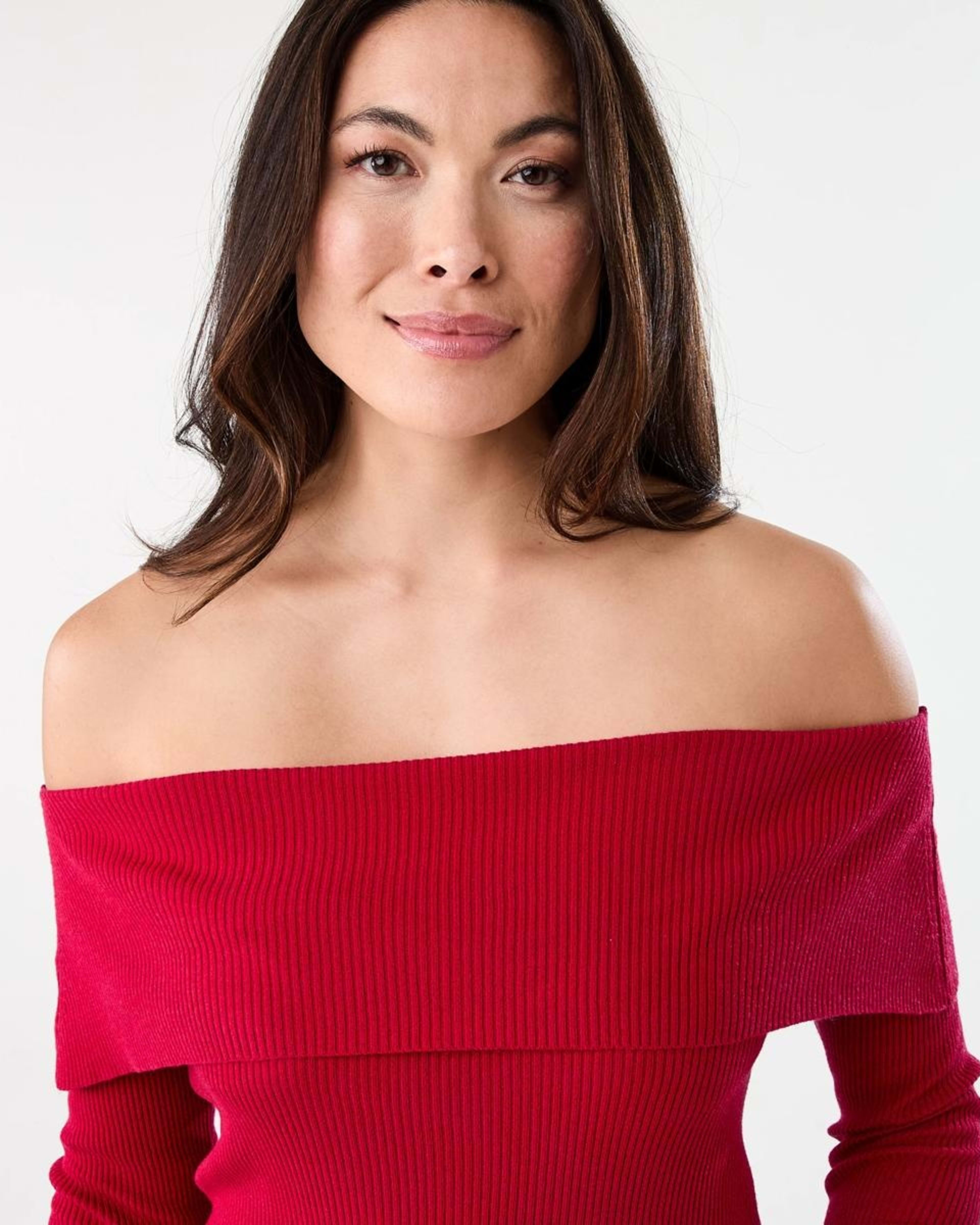 4 Long Sleeve Off Shoulder Top Cherry Red, 4 of 6