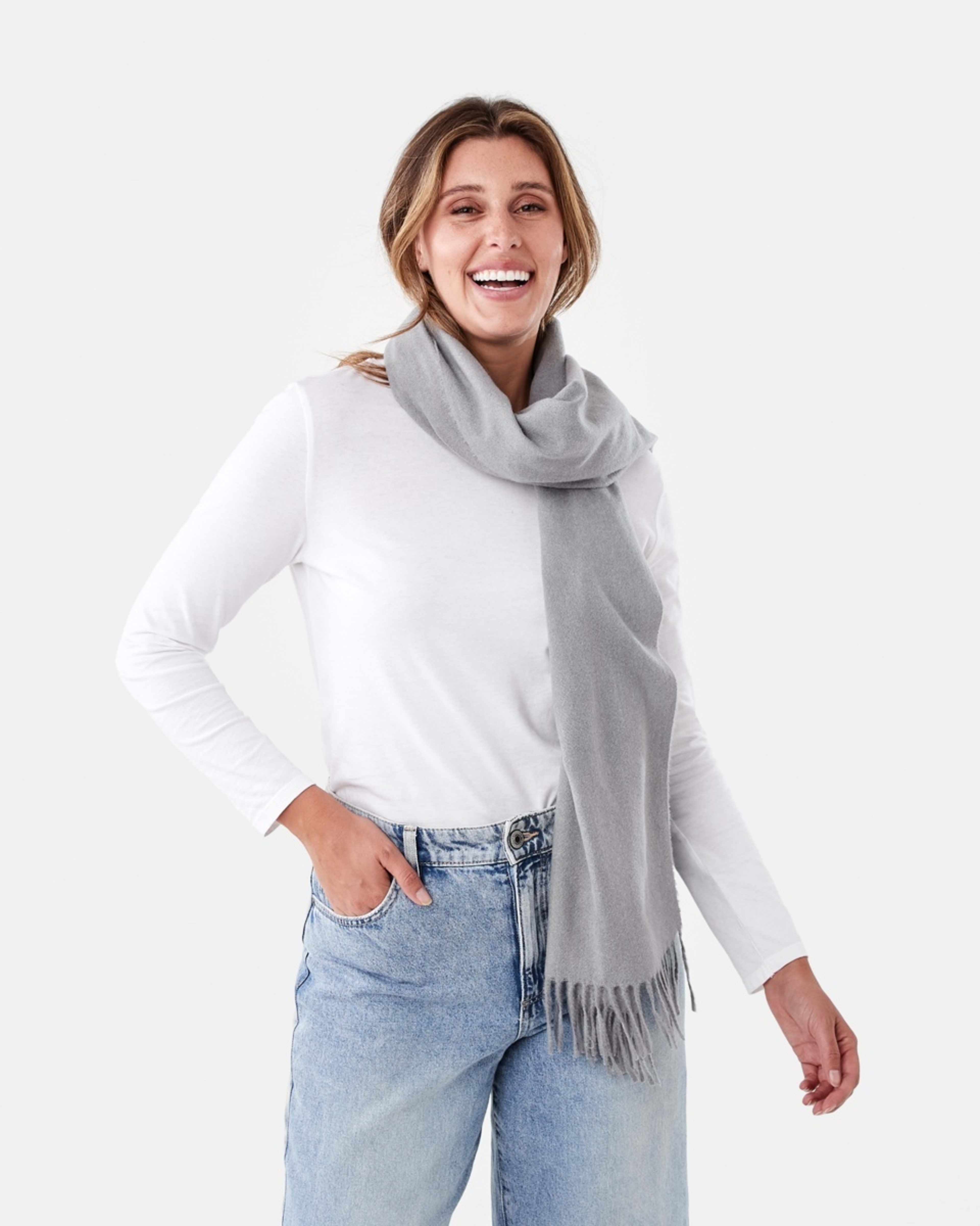 3 Brushed Wrap Scarf Grey, 3 of 3