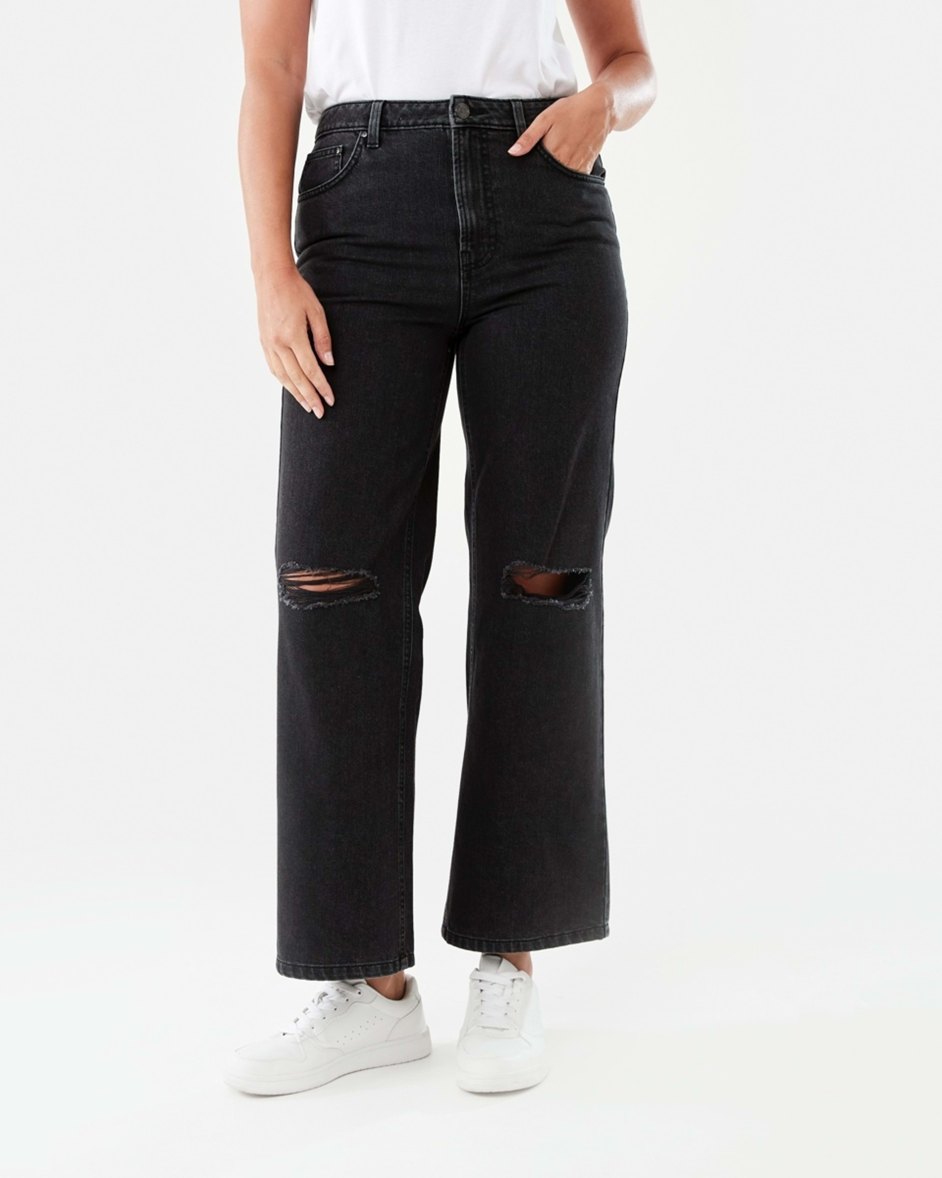 3 Distressed Straight Jeans Black Wash, 3 of 8