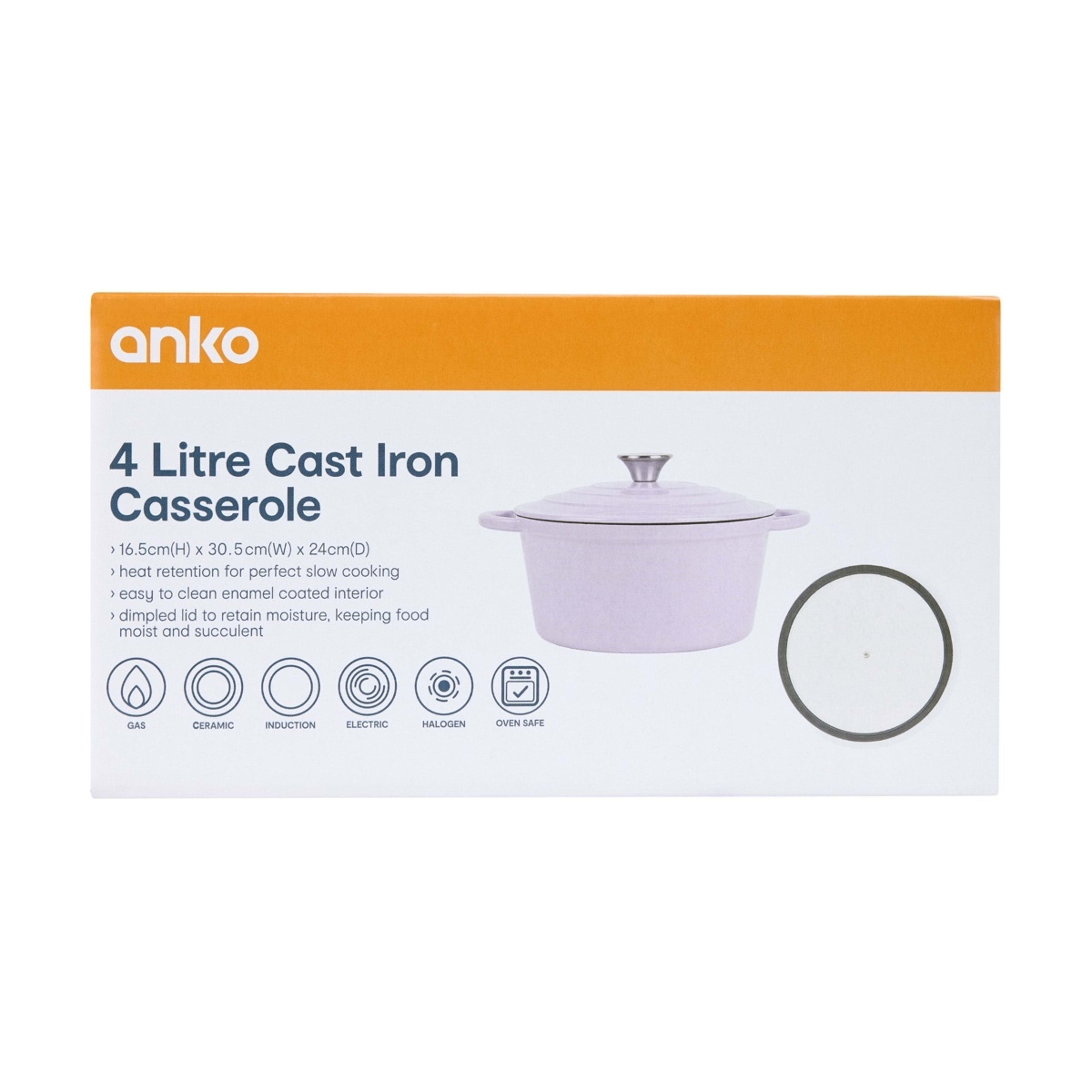 6 4L Lilac Cast Iron Casserole, 6 of 6