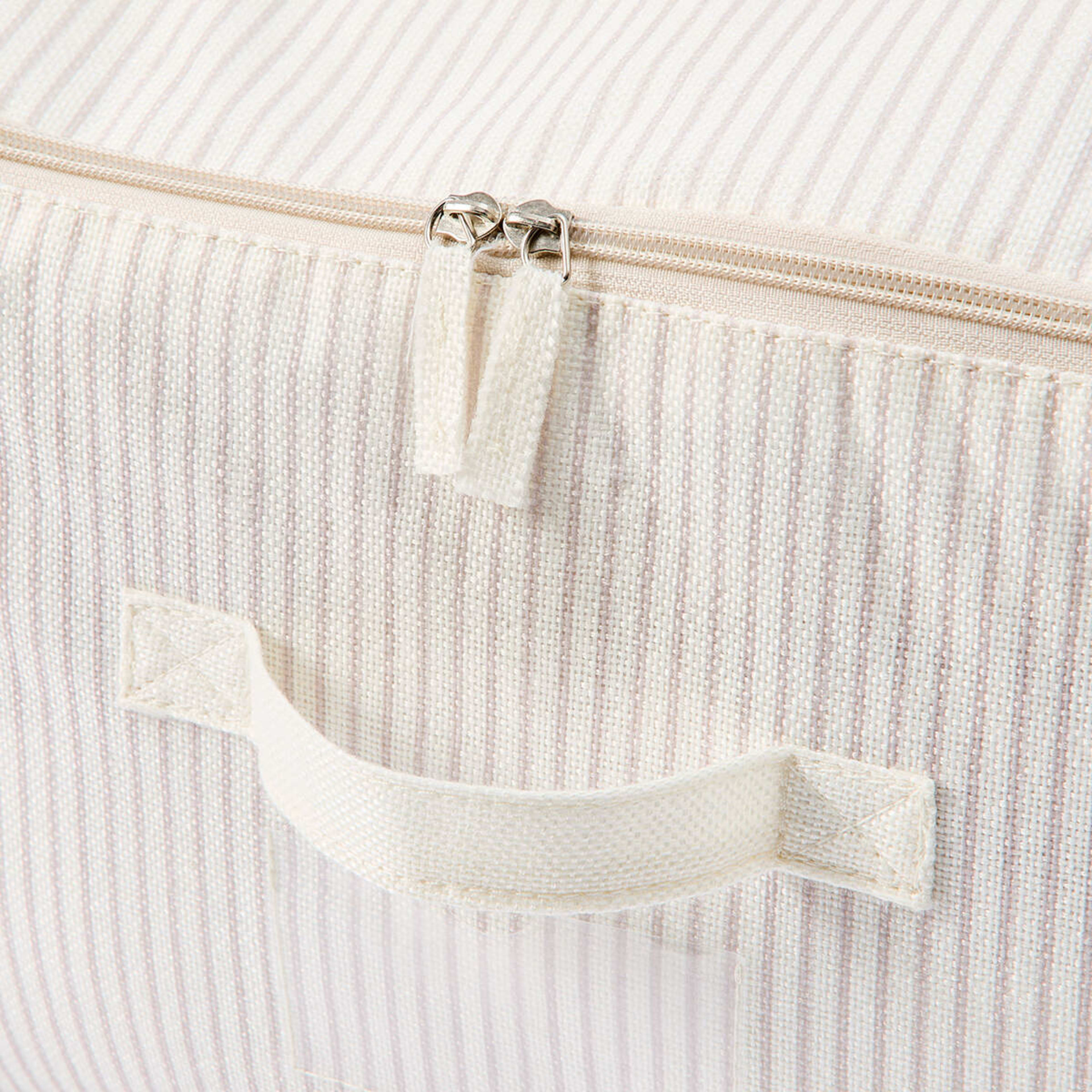 7 Linen Look Storage Bag - Large, Striped, 7 of 7