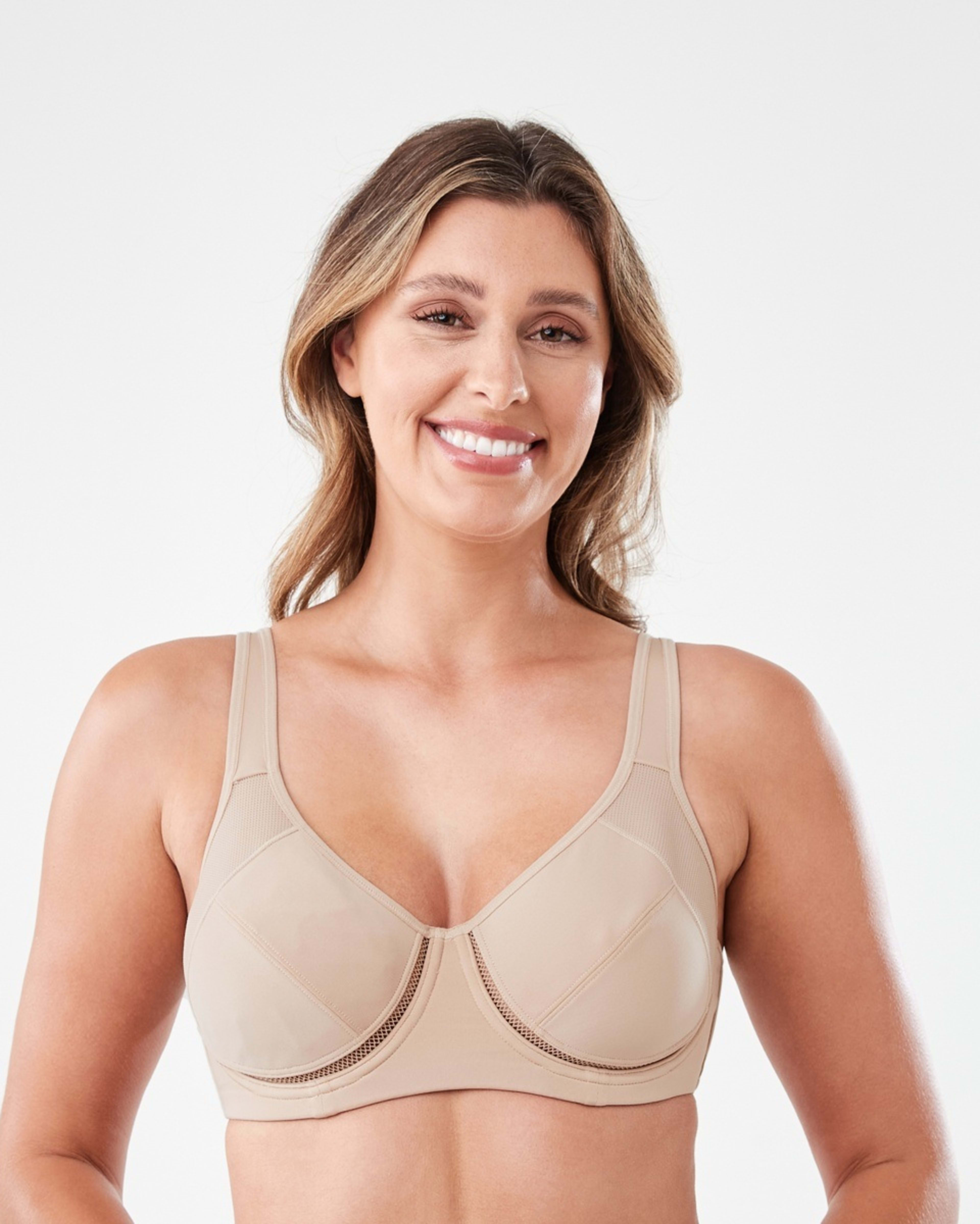 1 Cross Elastic Underwire High Support Sports Bra LIGHT FAWN