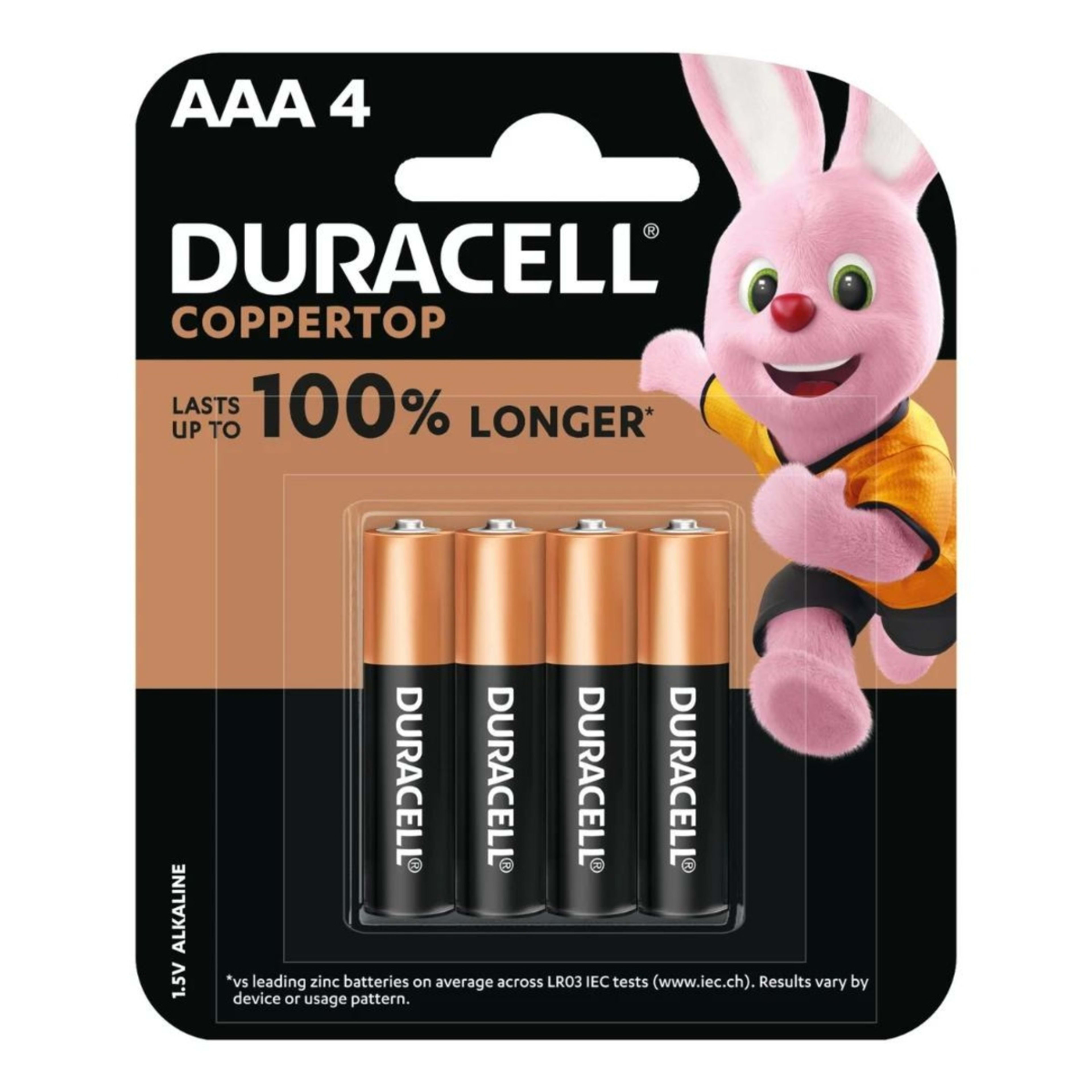1 Duracell Coppertop Alkaline AAA 4 Pack Batteries