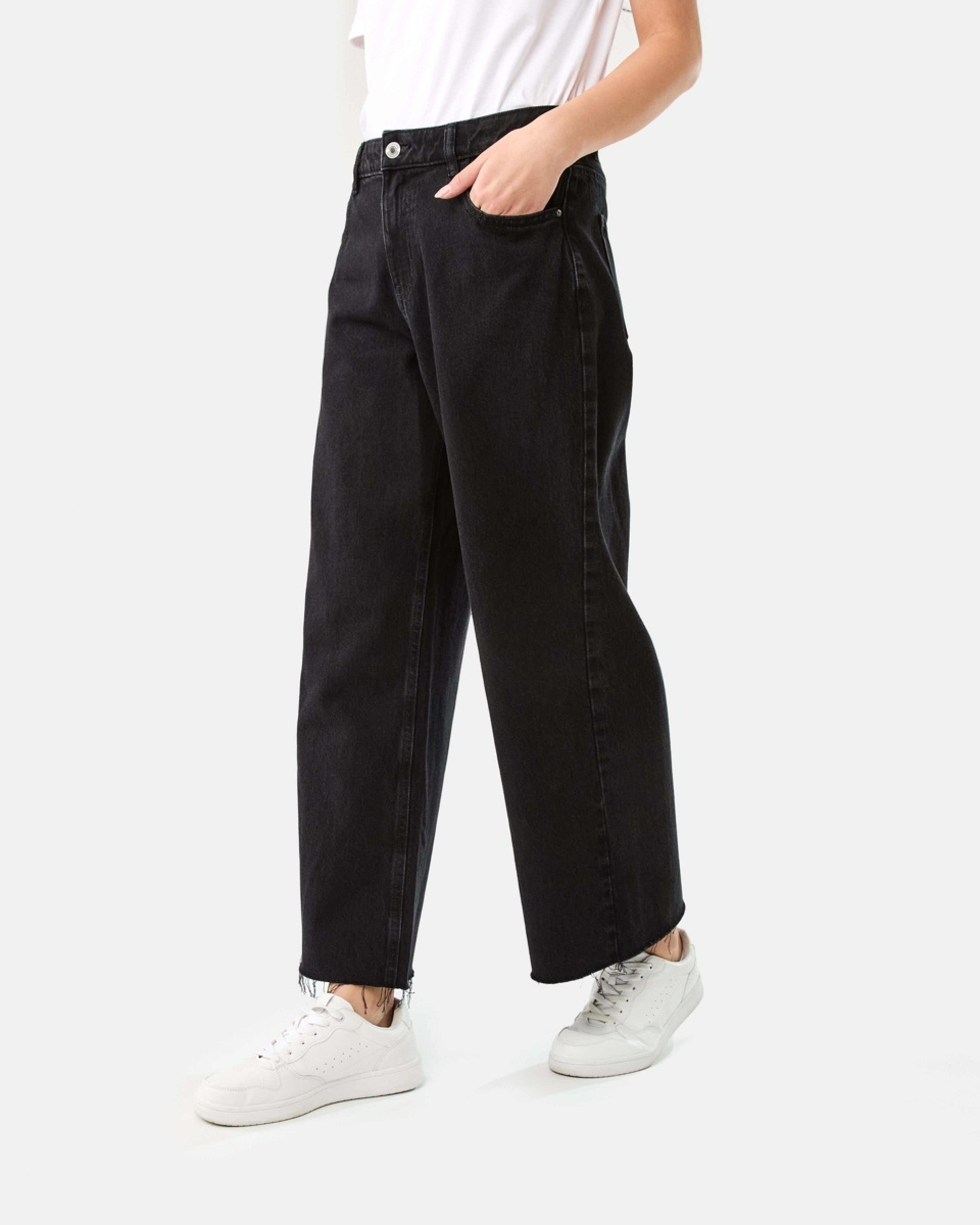 3 Wide Leg Raw Hem Jeans BLACK WASH, 3 of 9