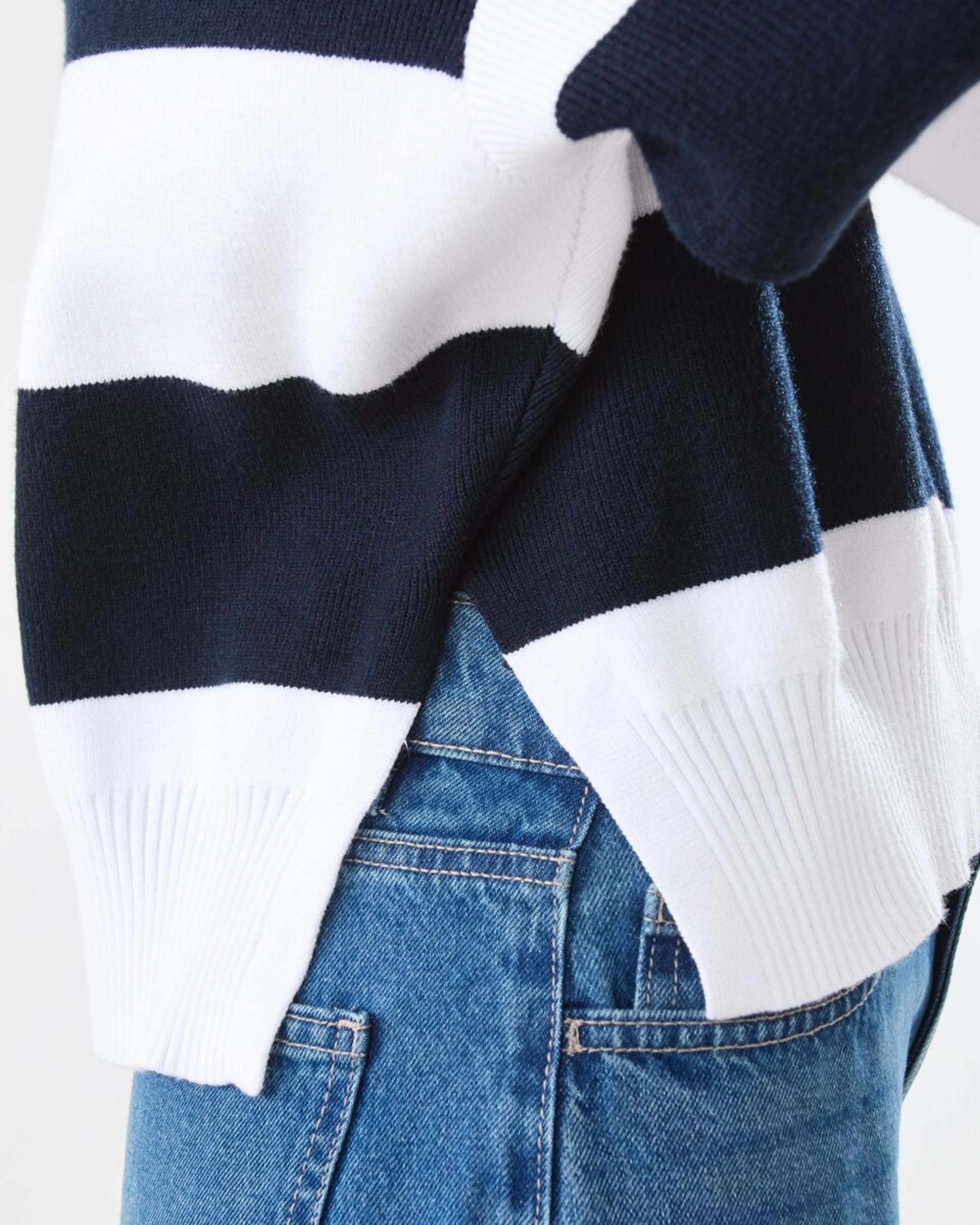 7 Polo Stripe Jumper Navy Strp, 7 of 7