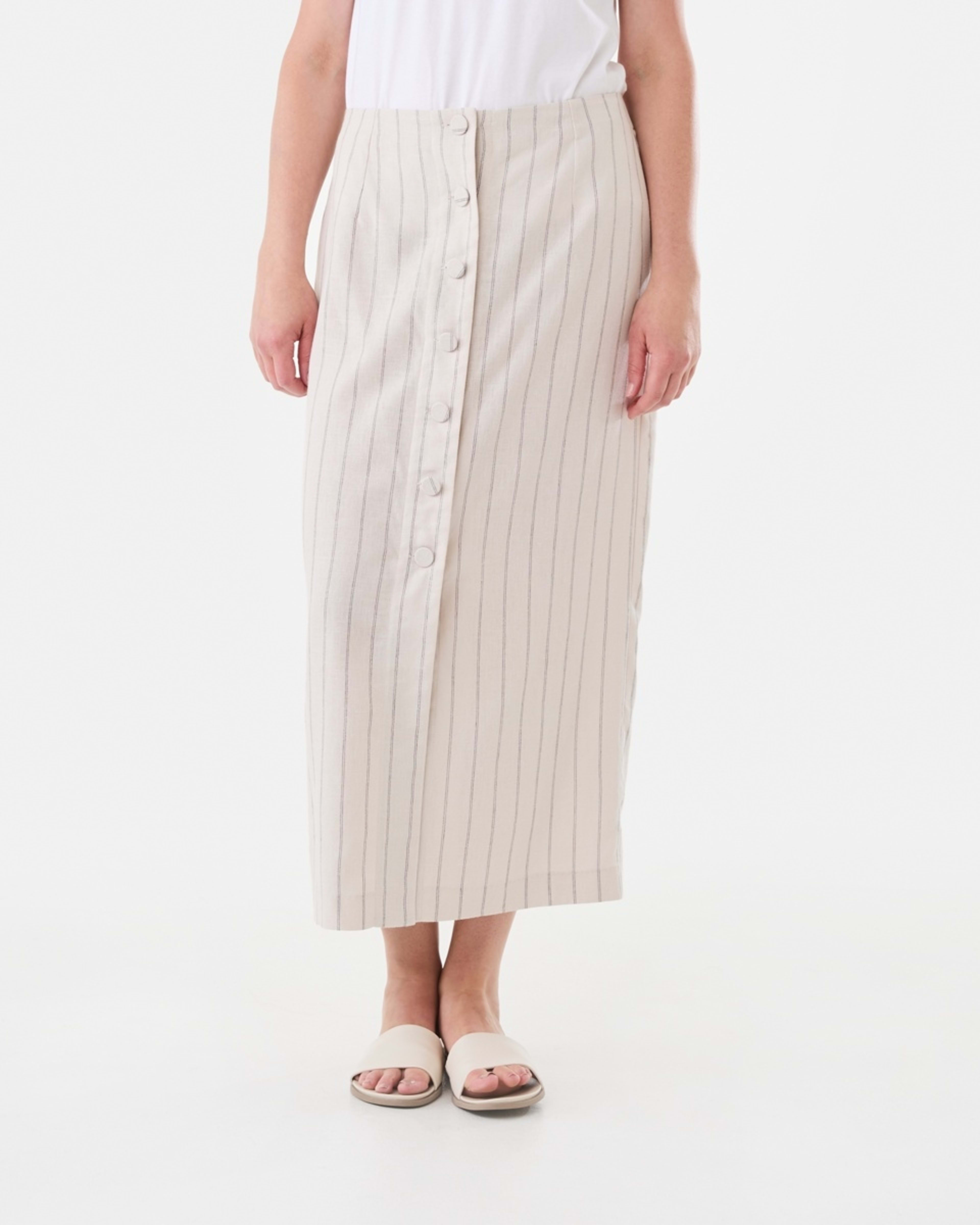 1 Button Through Midi Skirt Dot Stripe