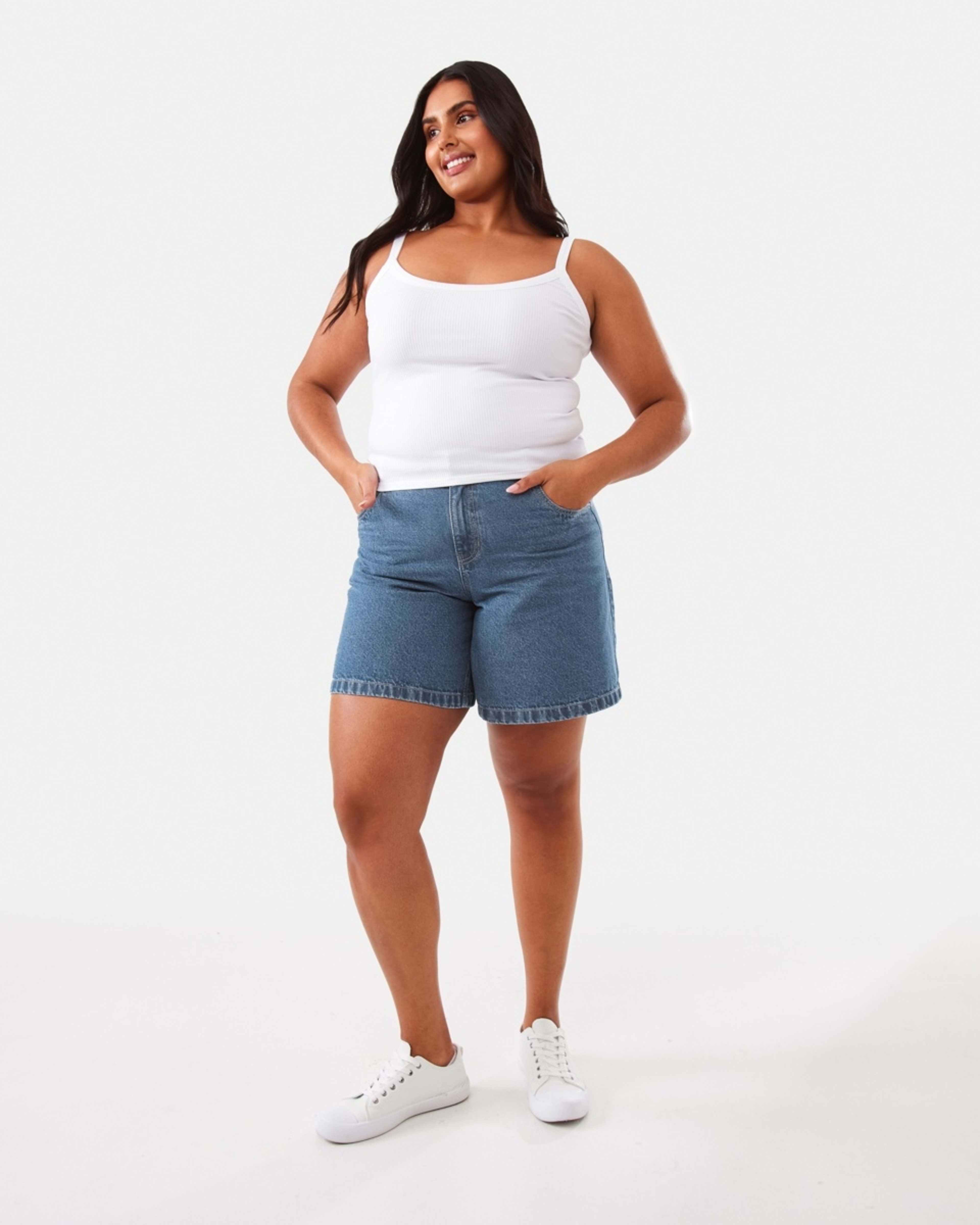 4 Sleeveless Rib Scoop Neck Cami White, 4 of 9