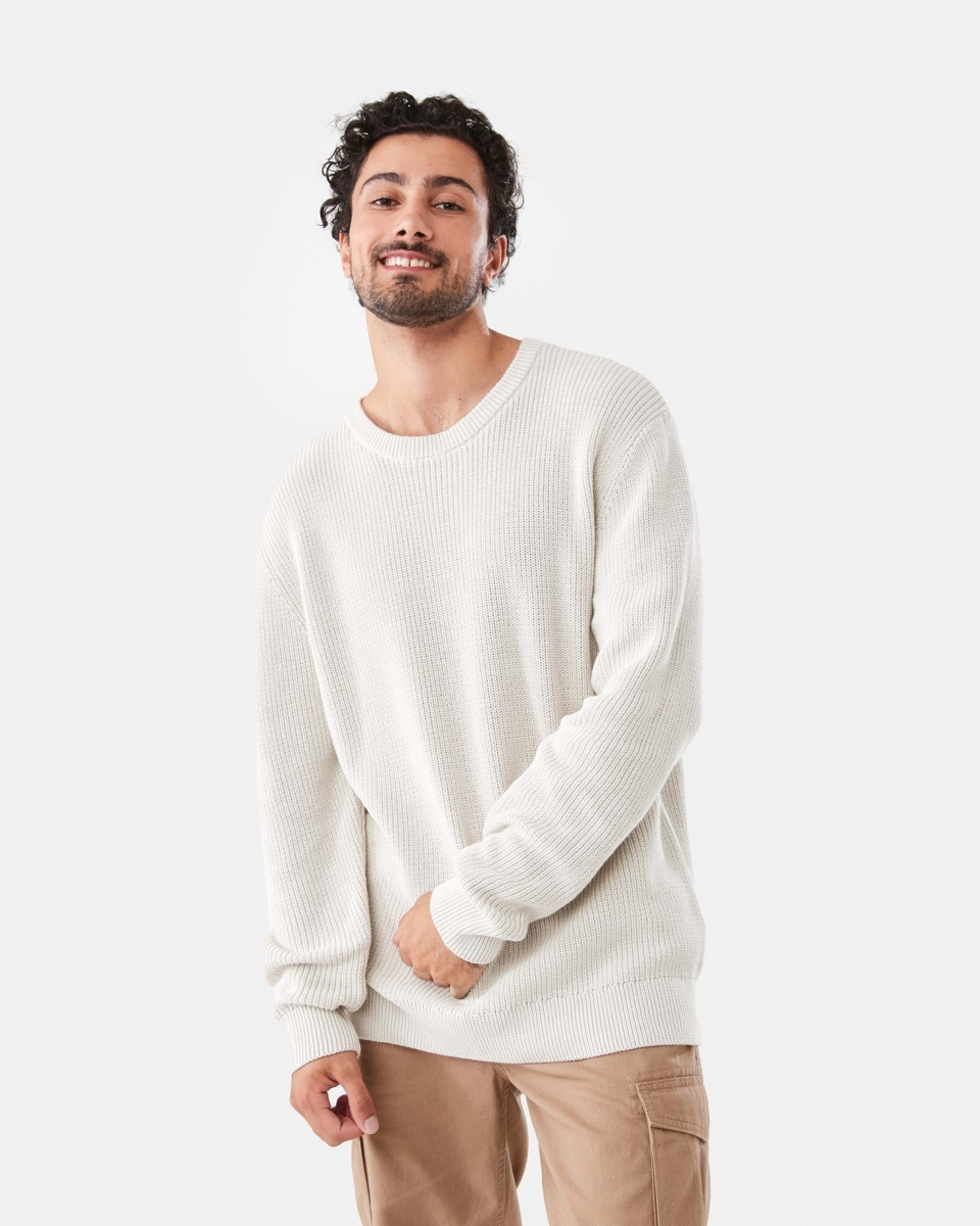1 Textured Crew Knit Jumper Bge Dune, 1 of 6