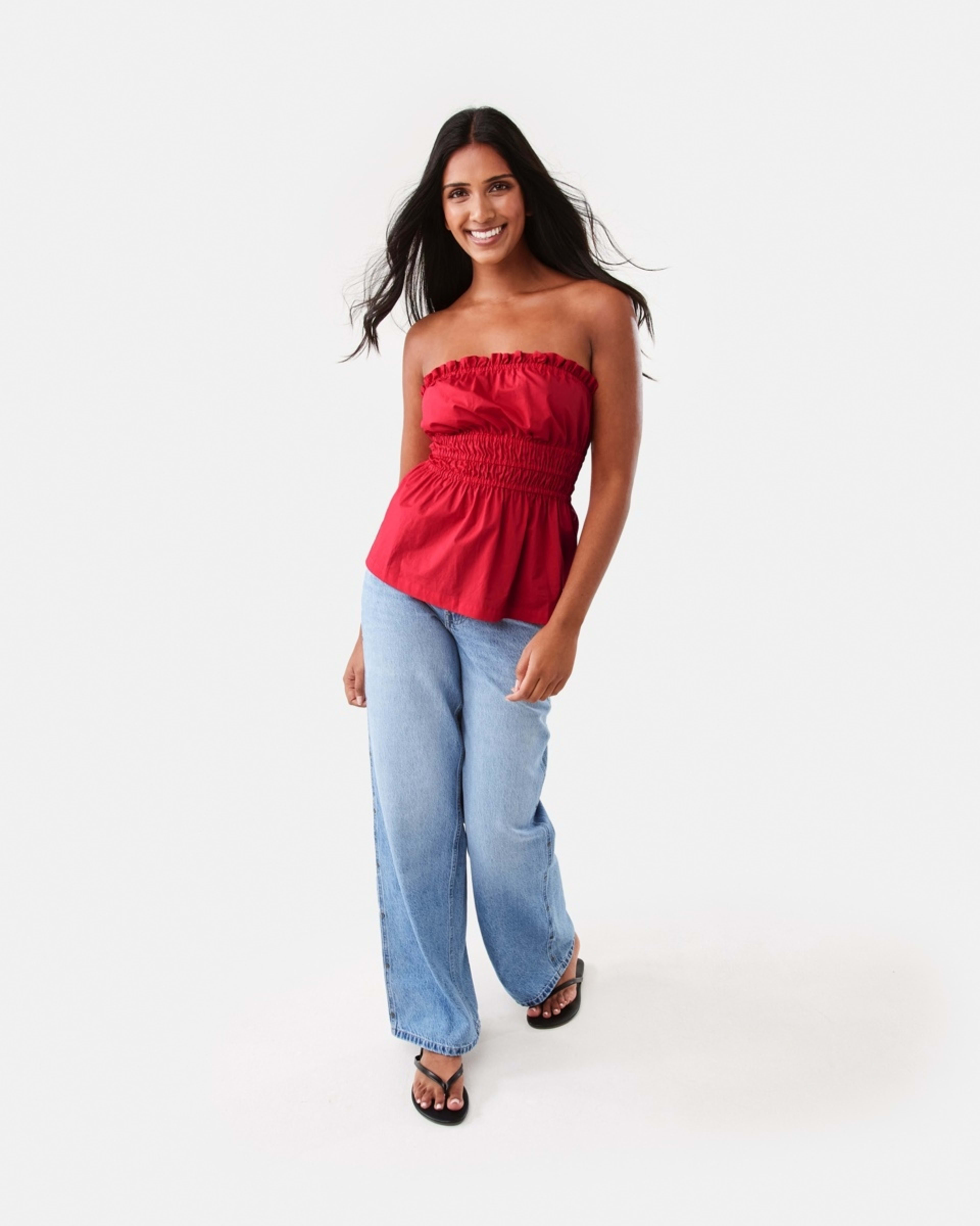 2 Strapless Ruched Top Strawberry, 2 of 8