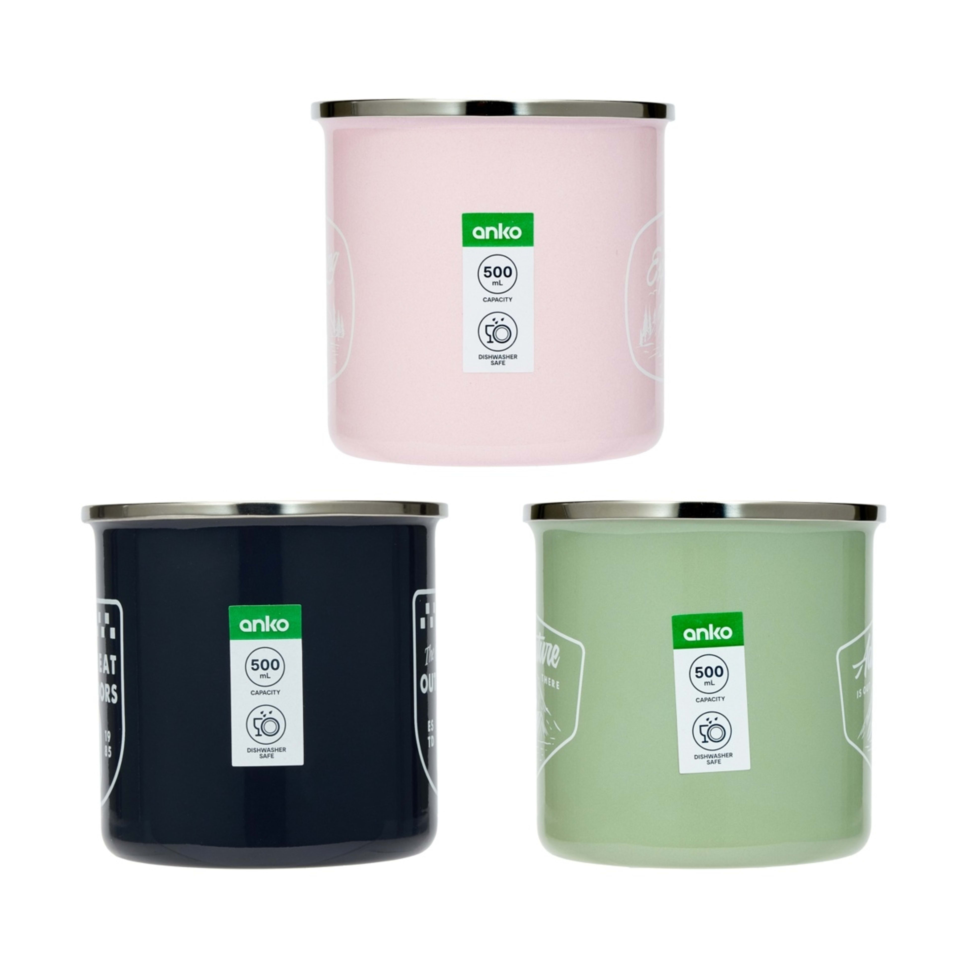 10 500ml Enamel Mug - Assorted, 10 of 10