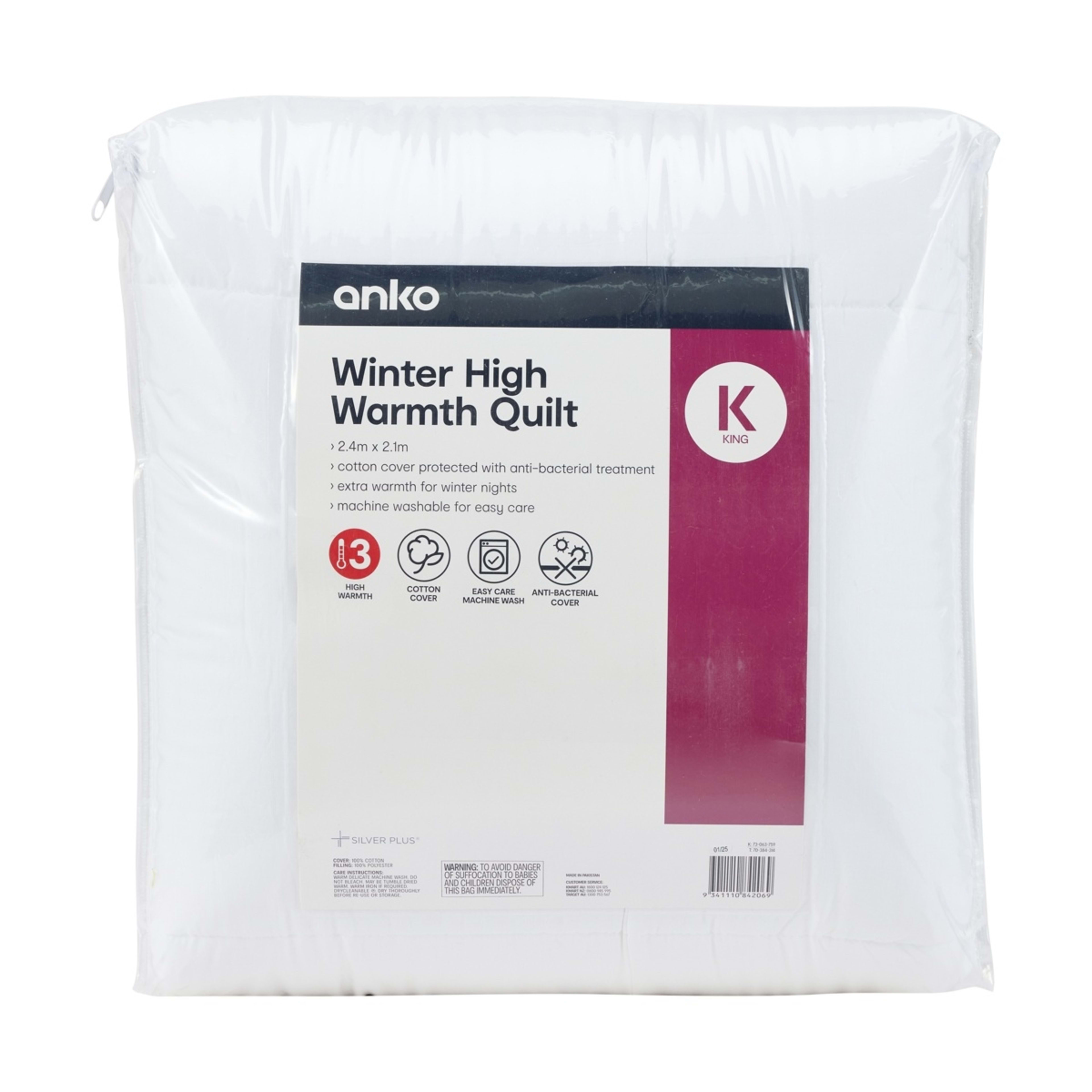 1 Winter High Warmth Quilt - King Bed, White