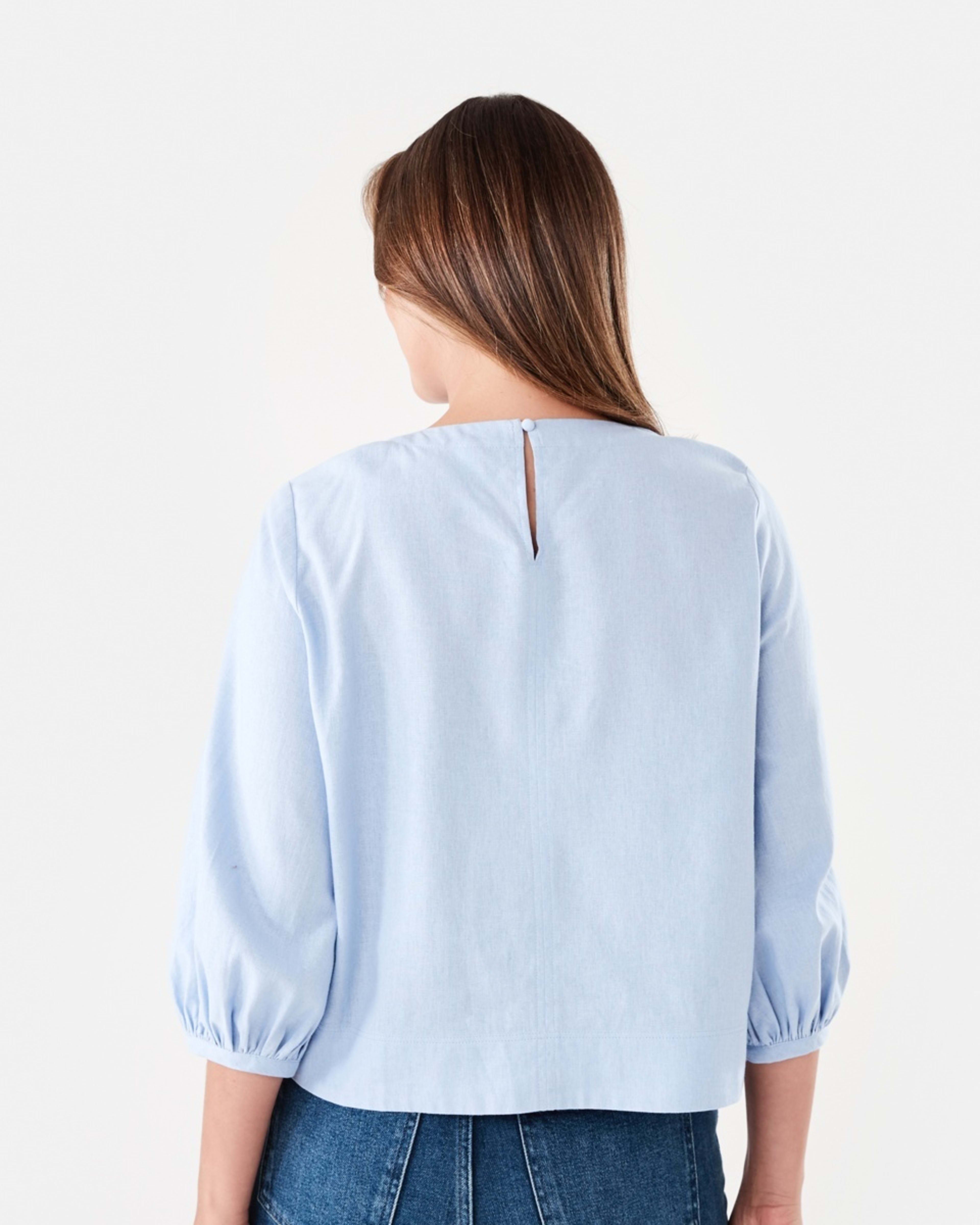 3 Long Sleeve Linen Blend Top BRUNI BLUE, 3 of 5