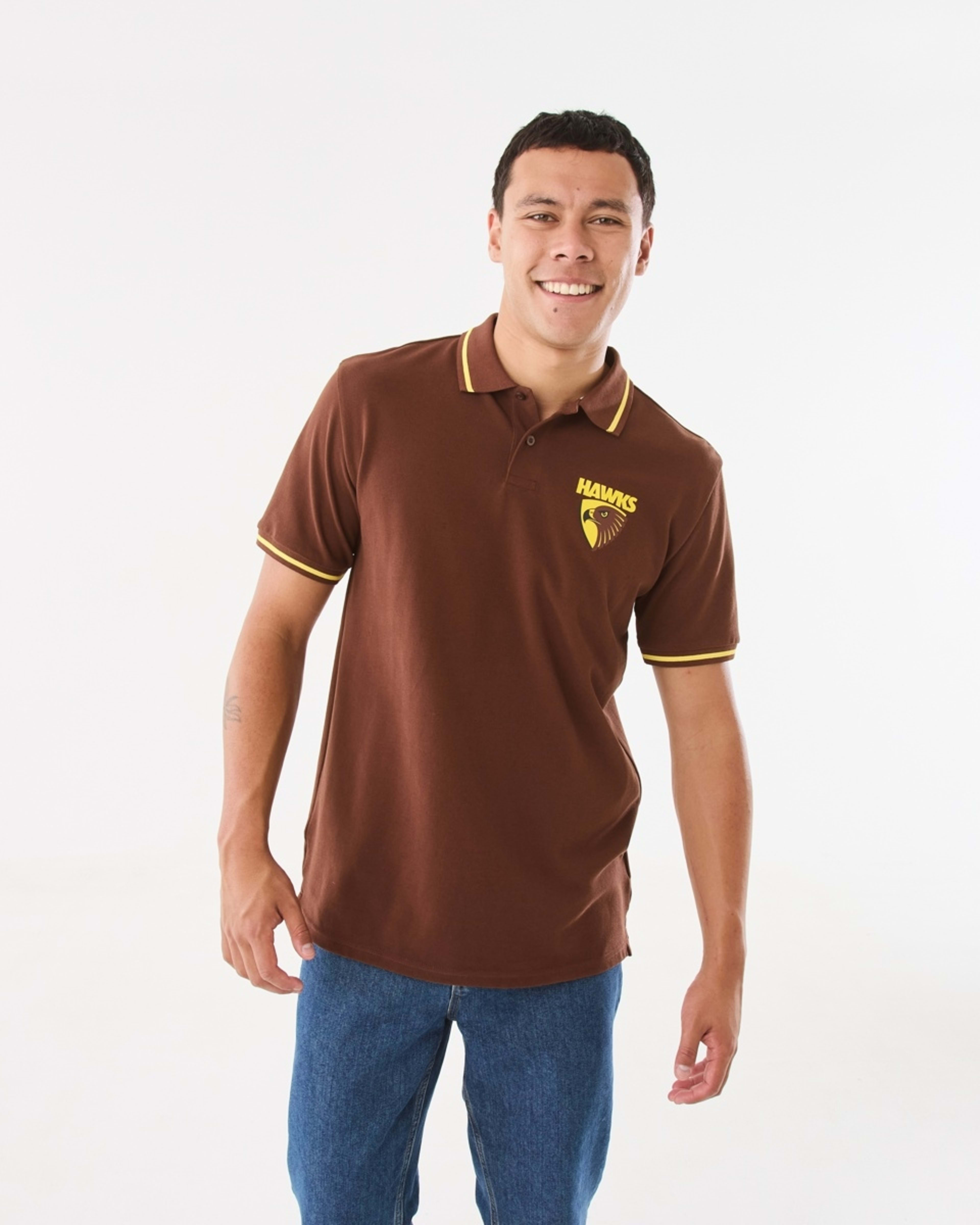 1 Official AFL Adult Polo Shirt Hawthorn