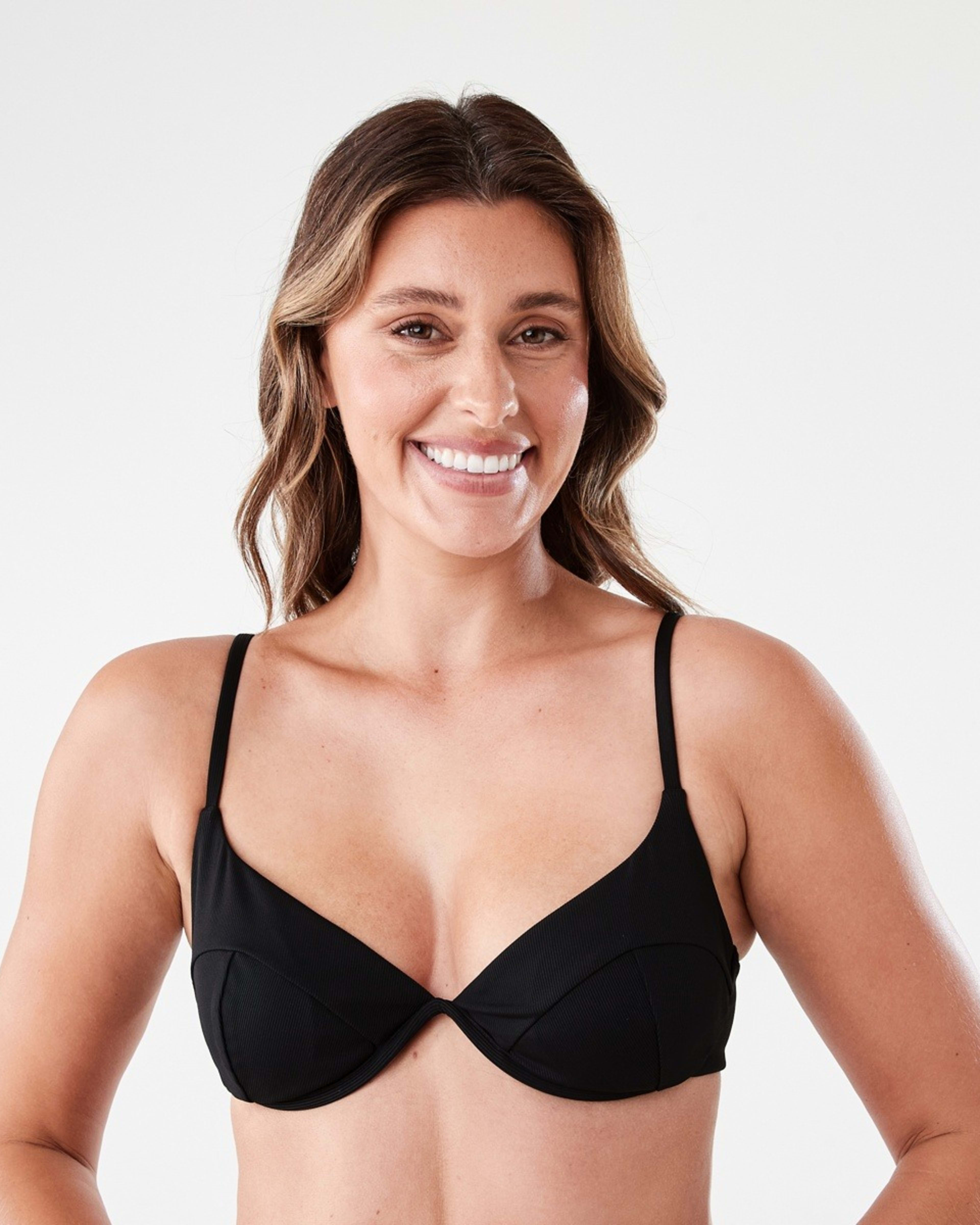 1 Underwire Balconette Ribbed Bra BLACK, 1 of 7