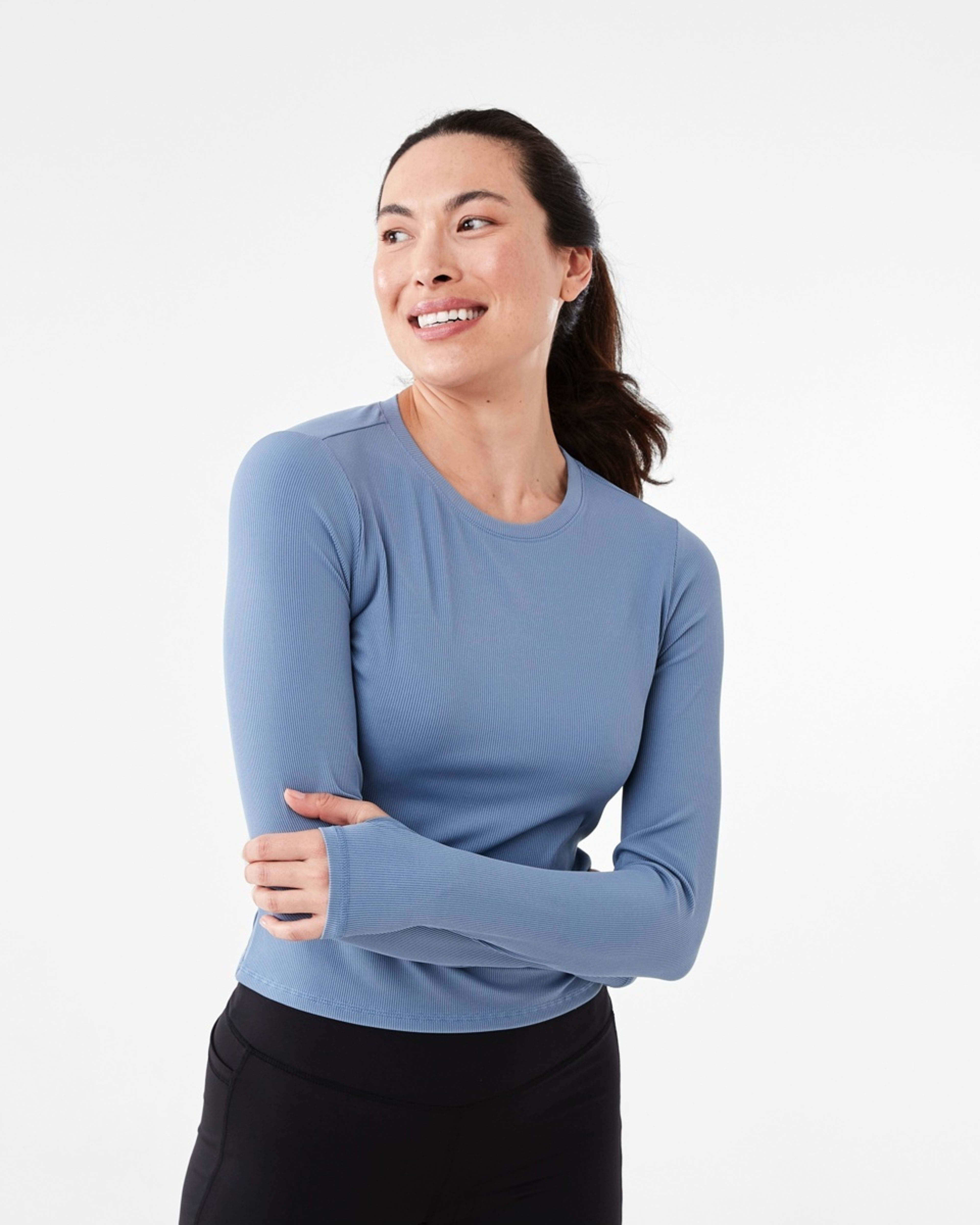 1 Active Womens Long Sleeve Rib T-shirt Citadel Bl