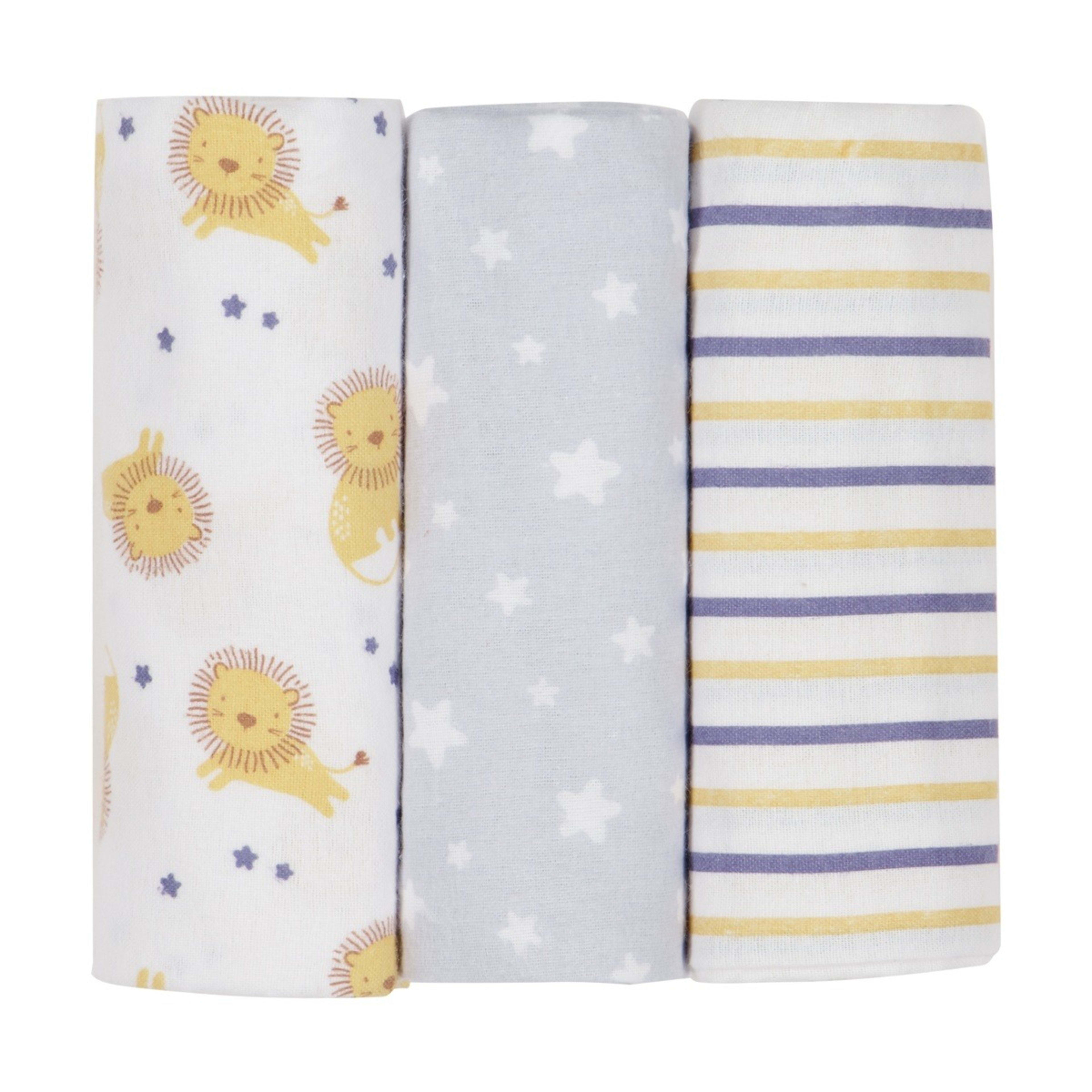 3 3 Pack Flannelette Wraps - Lion, 3 of 6