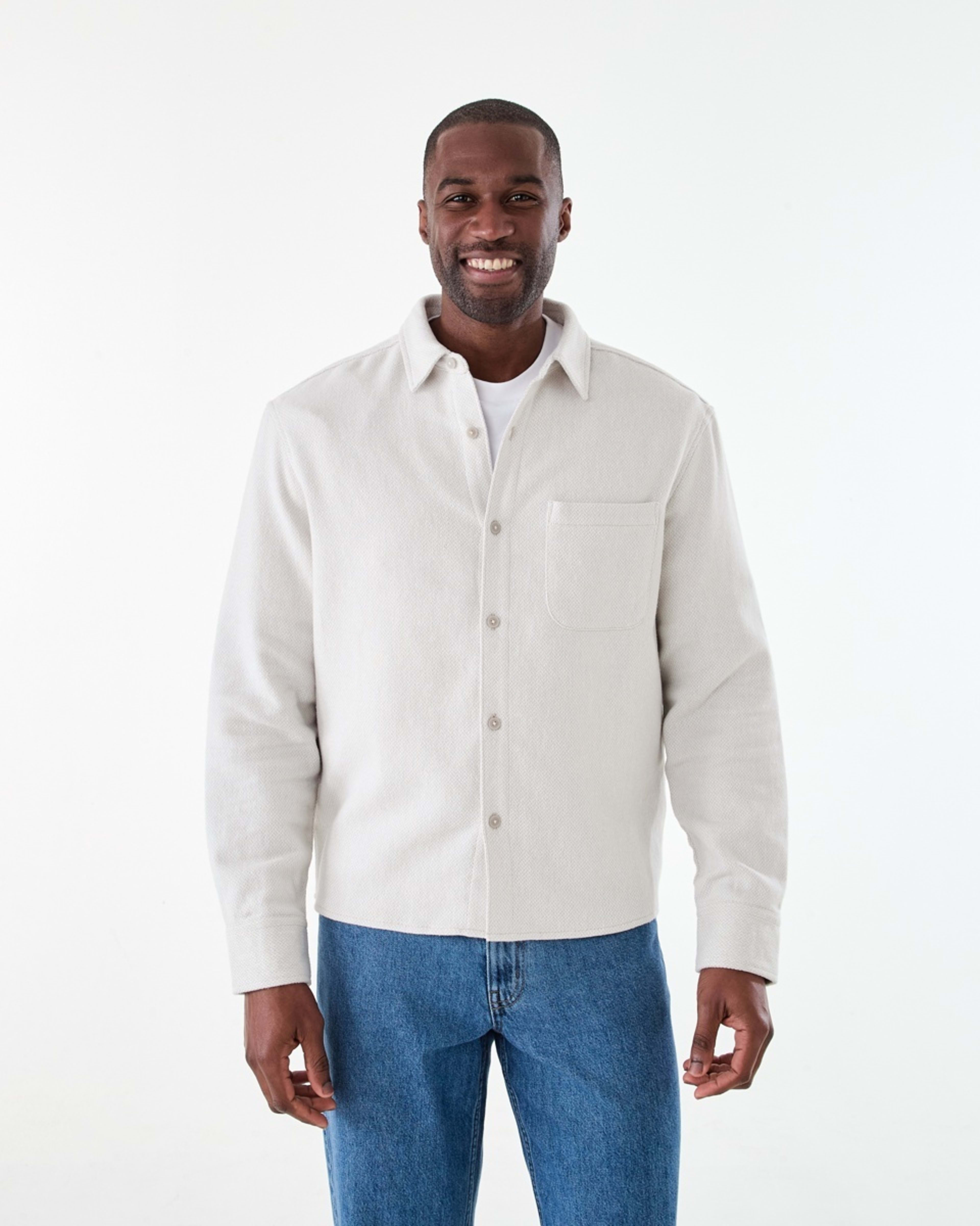2 Long Sleeve Jacquard Overshirt STRING BEIGE, 2 of 7