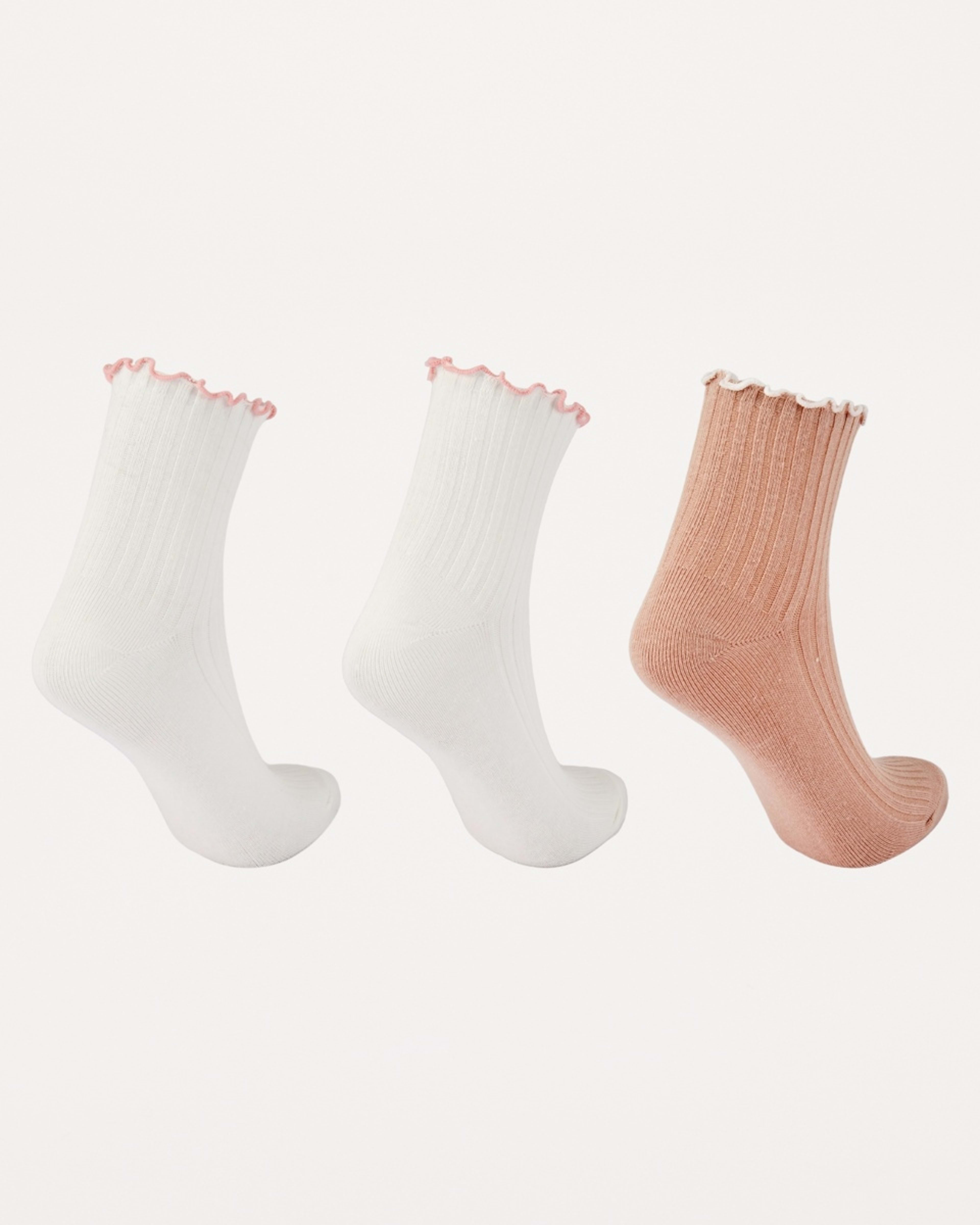 2 3 Pack Frill Quarter Crew Embroidery Socks BOW BERRY ROSE SMOKE, 2 of 3