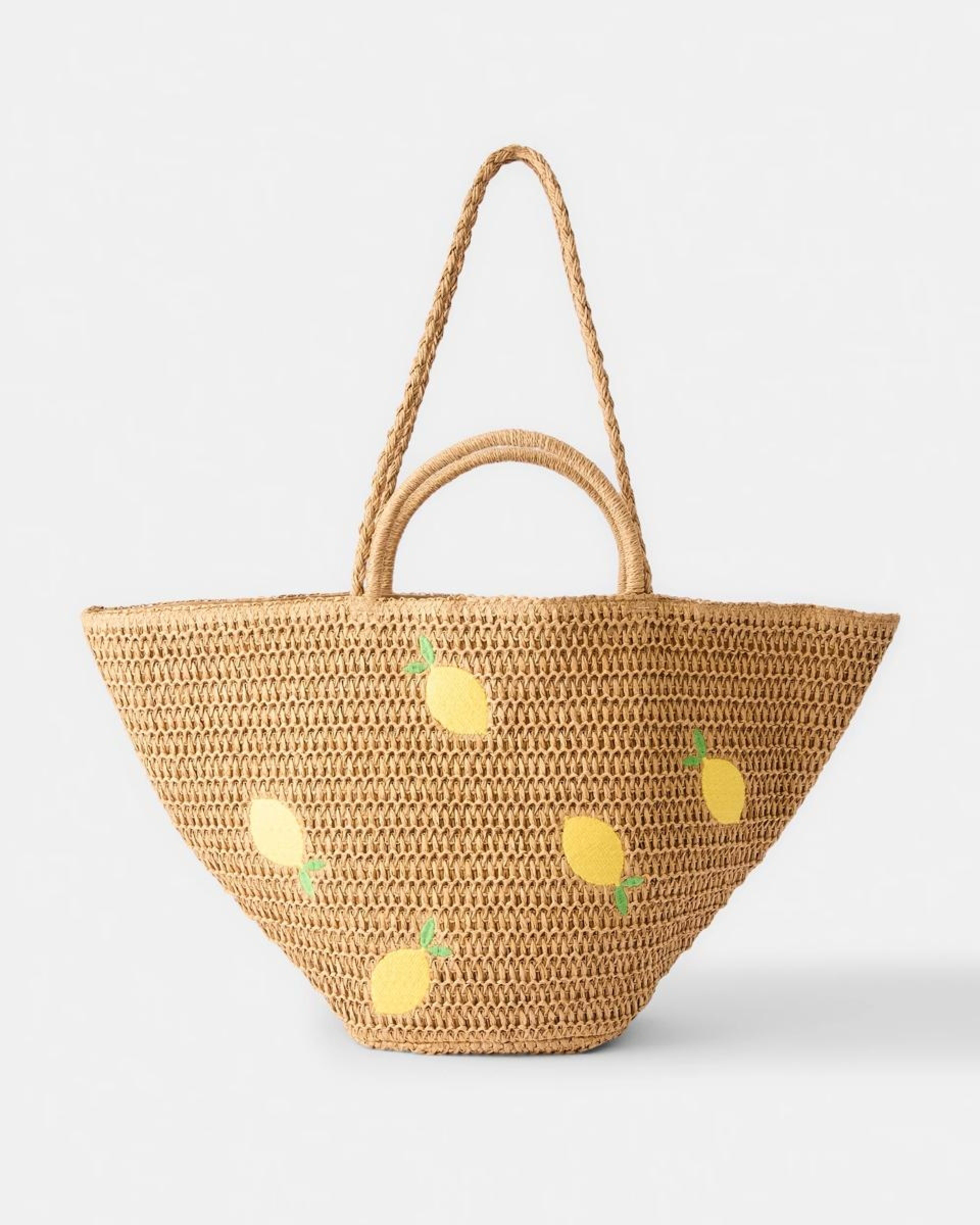1 Basket Straw Tote Bag Lemons, 1 of 5