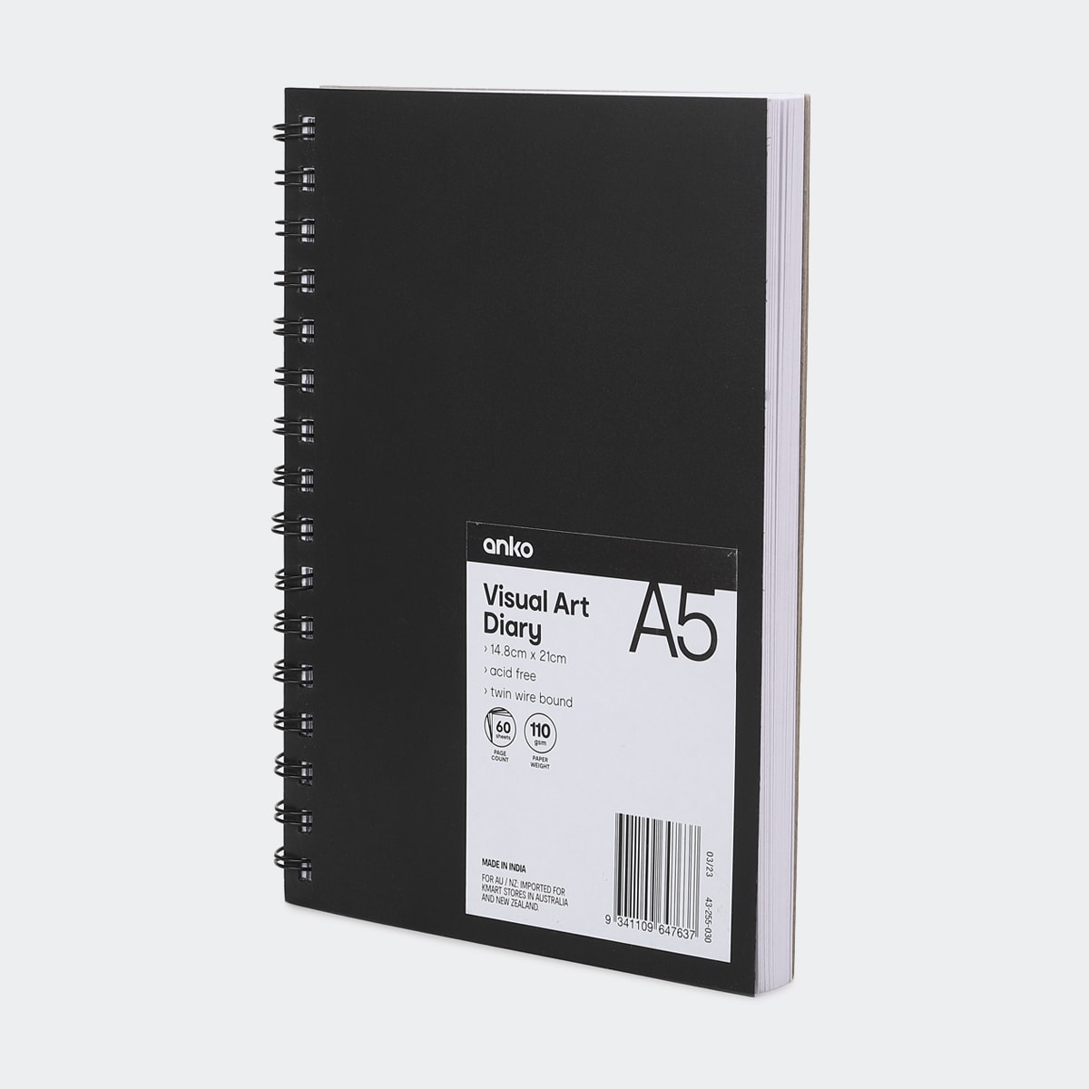 A5 Visual Art Diary Black Kmart