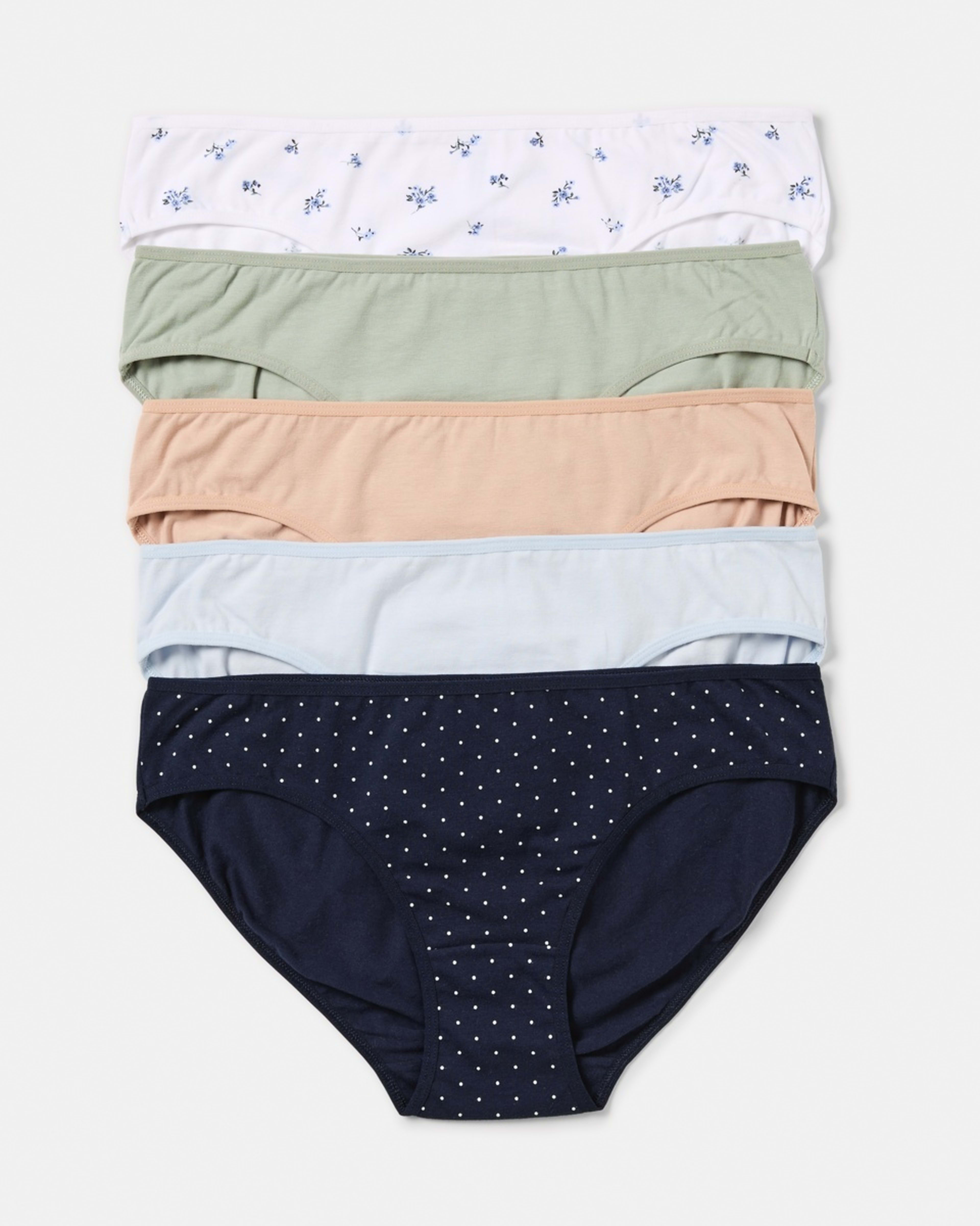 1 5 Pack Cotton Stretch Bikini Briefs NAVY SPOT, 1 of 10