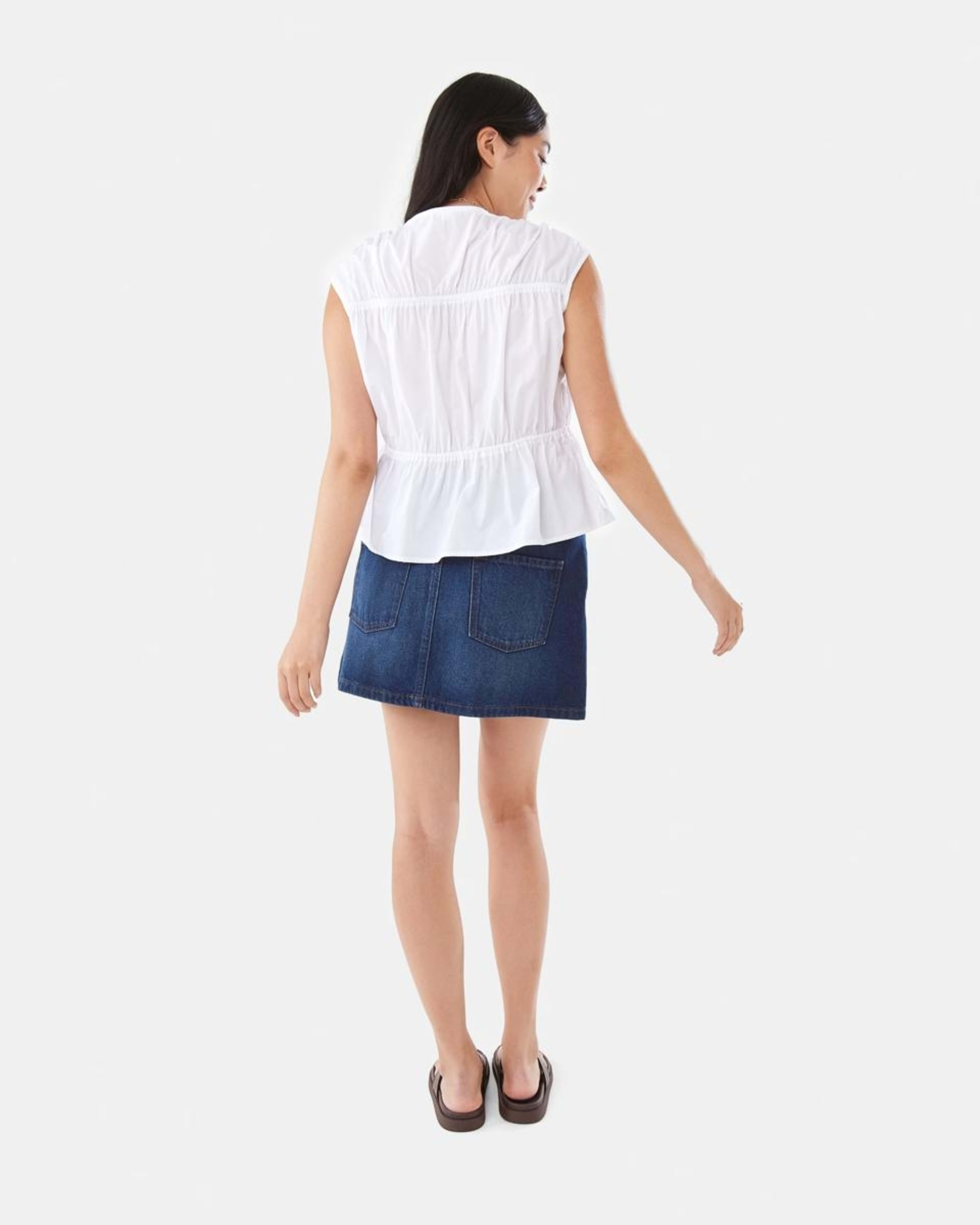 5 Denim A-line Mini Skirt MID WASH, 5 of 10