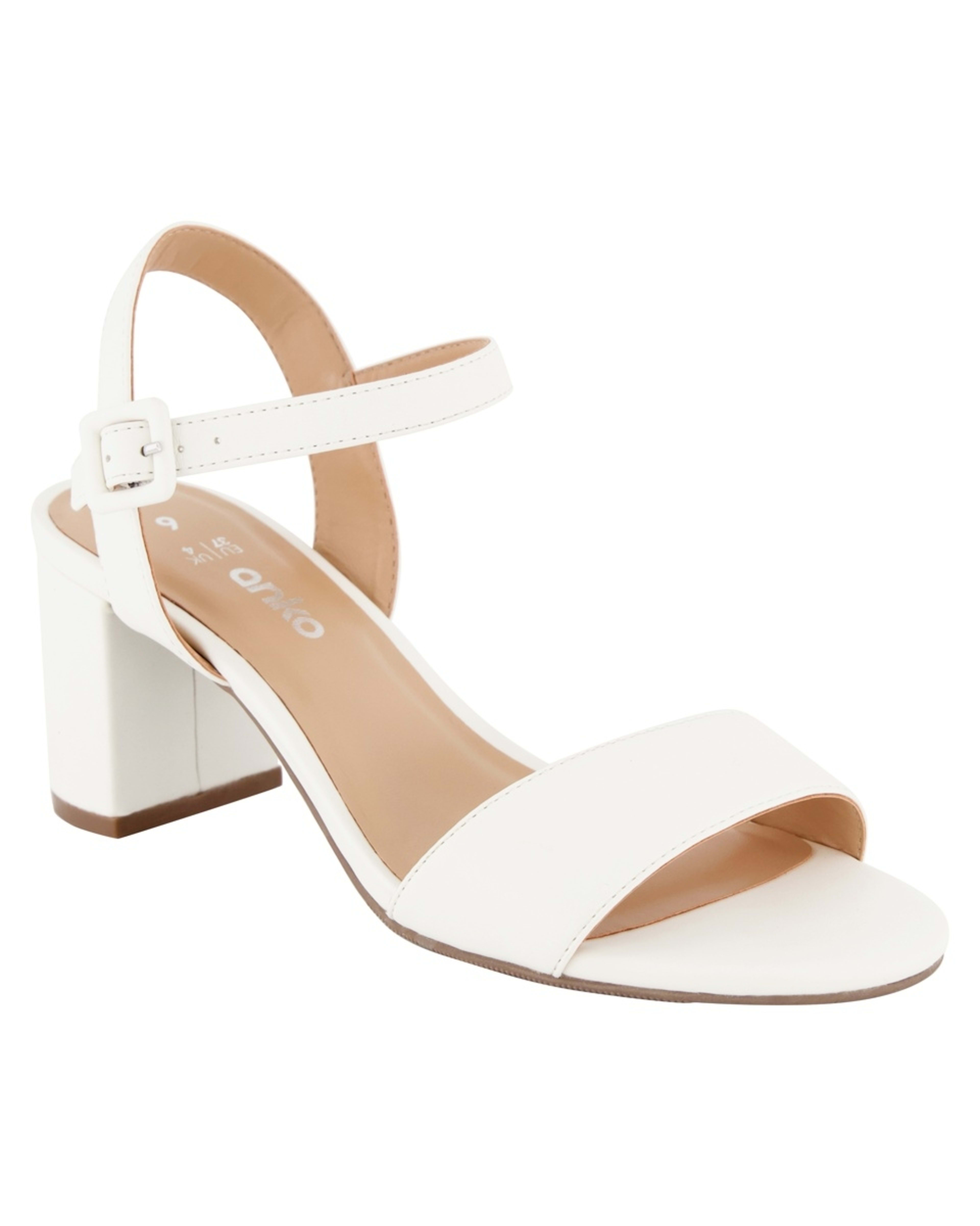 1 Basic Block Heel Dress Sandals Snw White