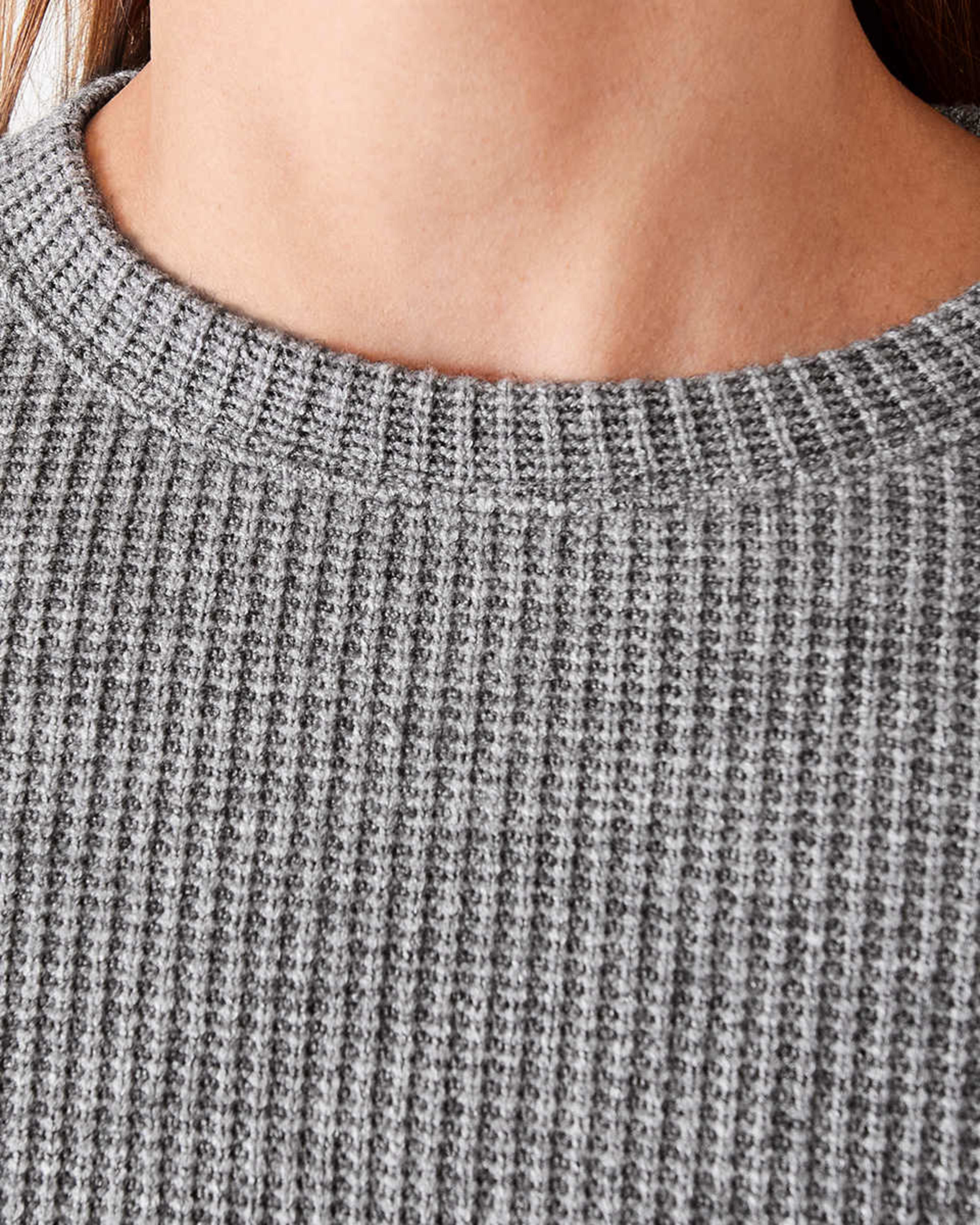 5 Long Sleeve Waffle Crew Neck Crop Top Grey Marl, 5 of 6
