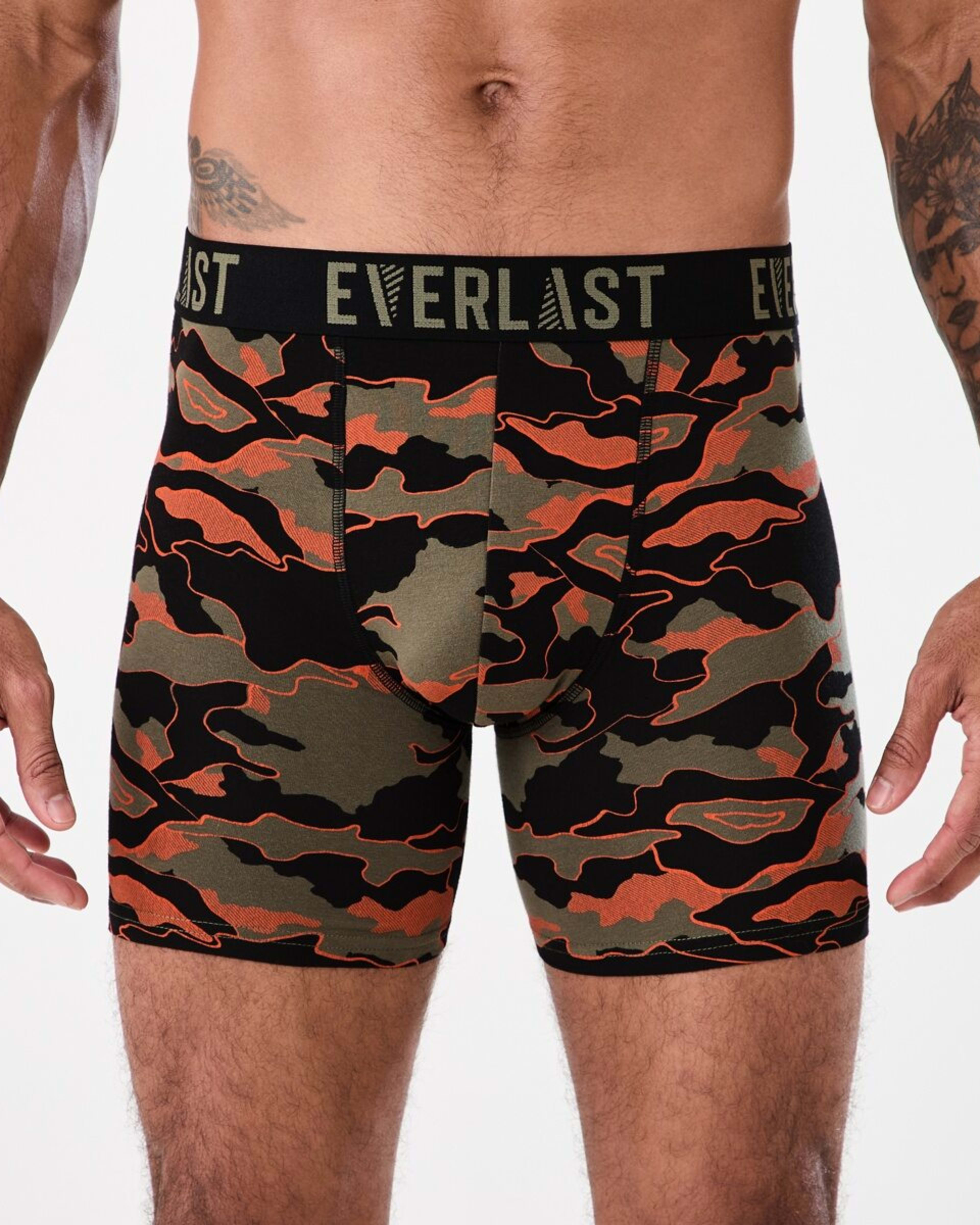 2 3 Pack Everlast Mens Mid Length Trunks CHARCOAL CAMO, 2 of 7