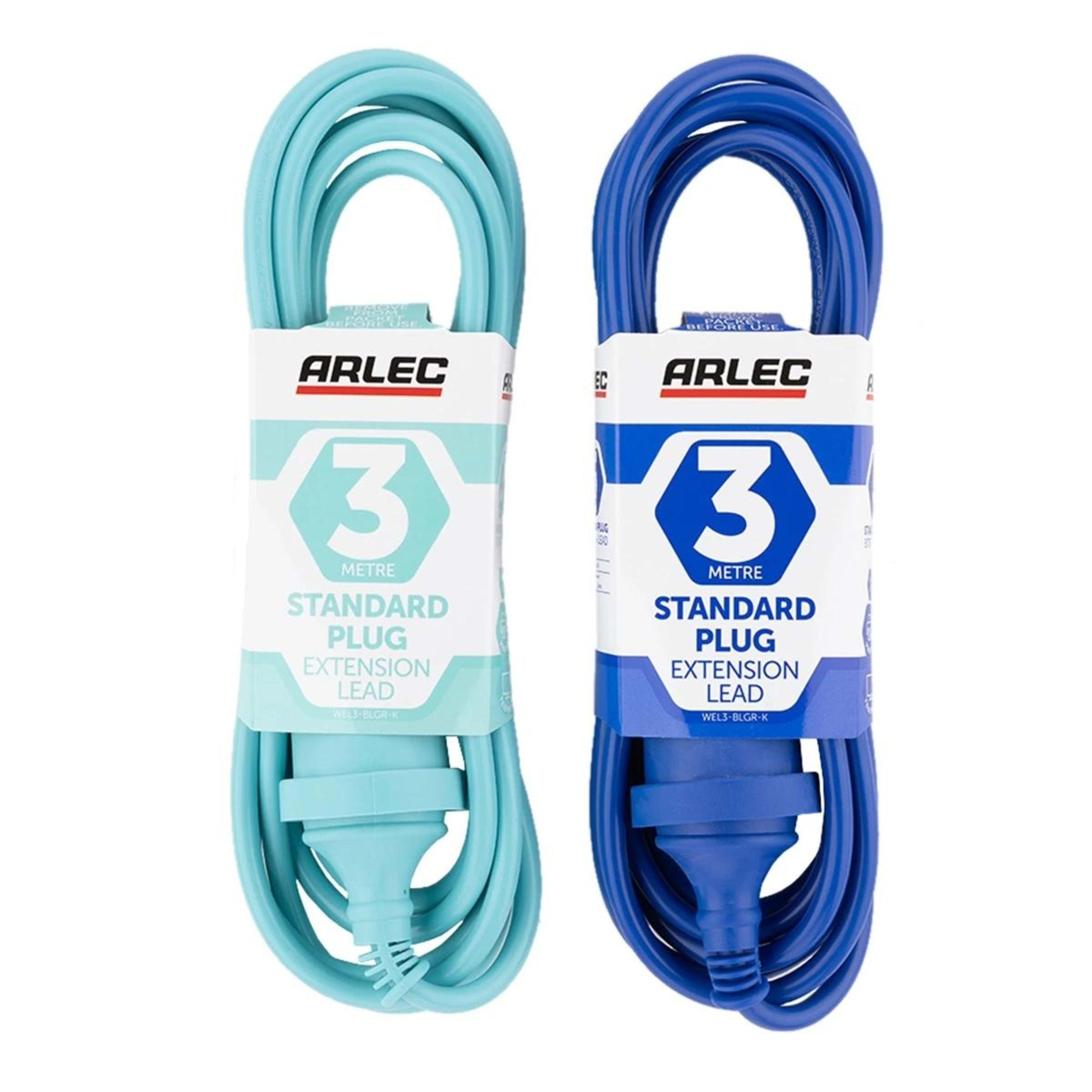 1 3m Arlec Standard Plug Extension Lead - Assorted