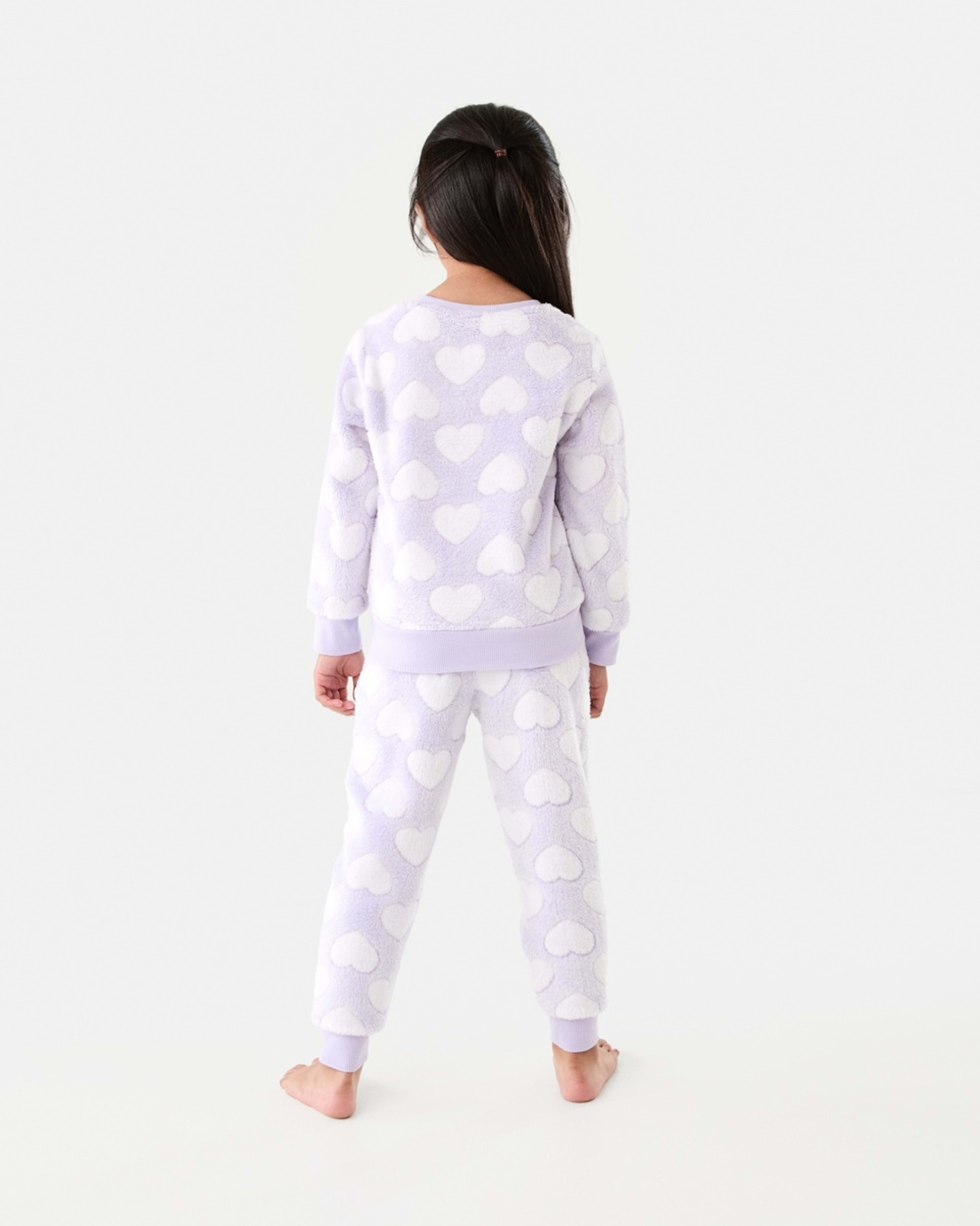 2 Fluffy Pyjama Set Purple Hearts, 2 of 10