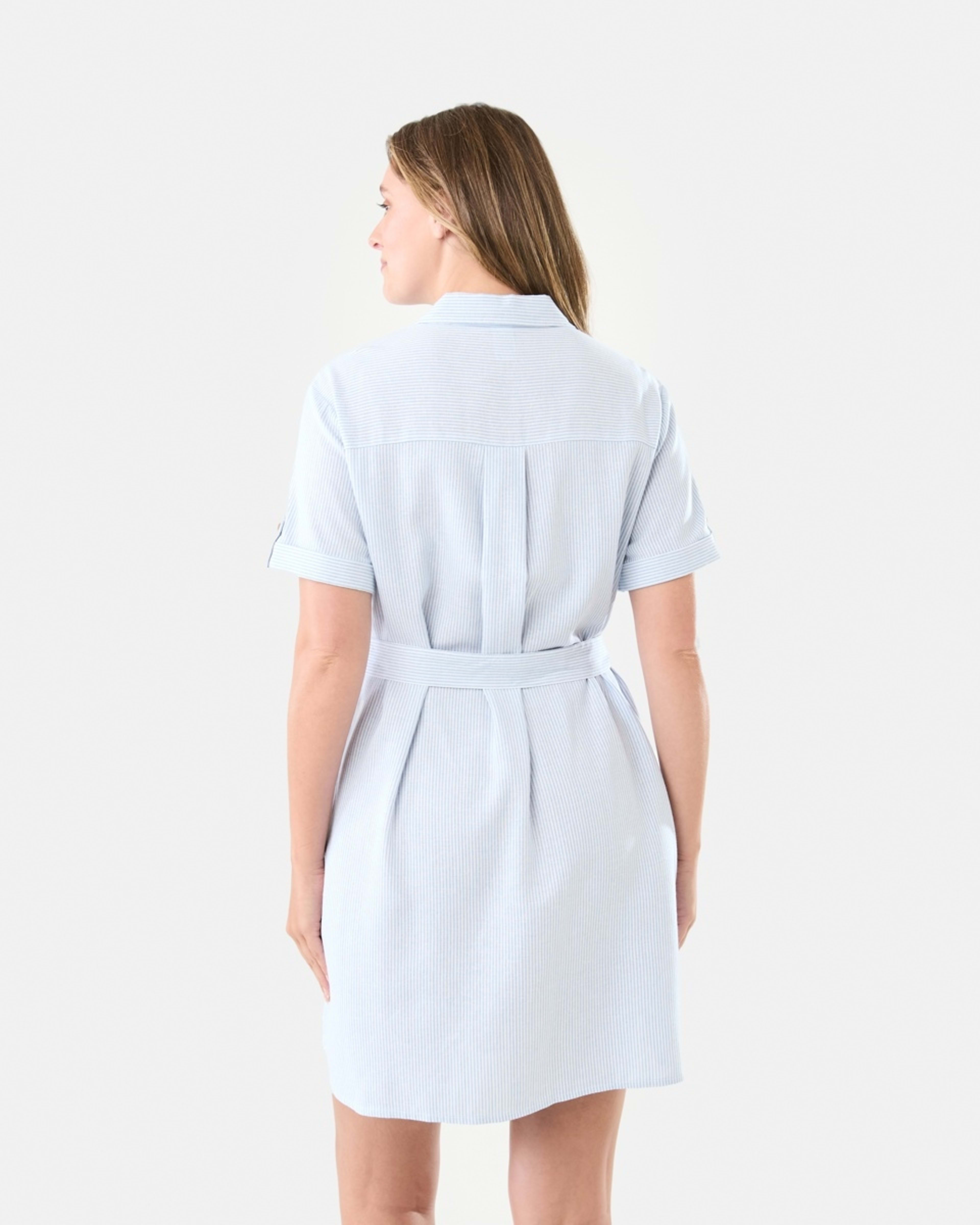 3 Short Sleeve Button Front Shirt Mini Dress Lia Stripe, 3 of 8