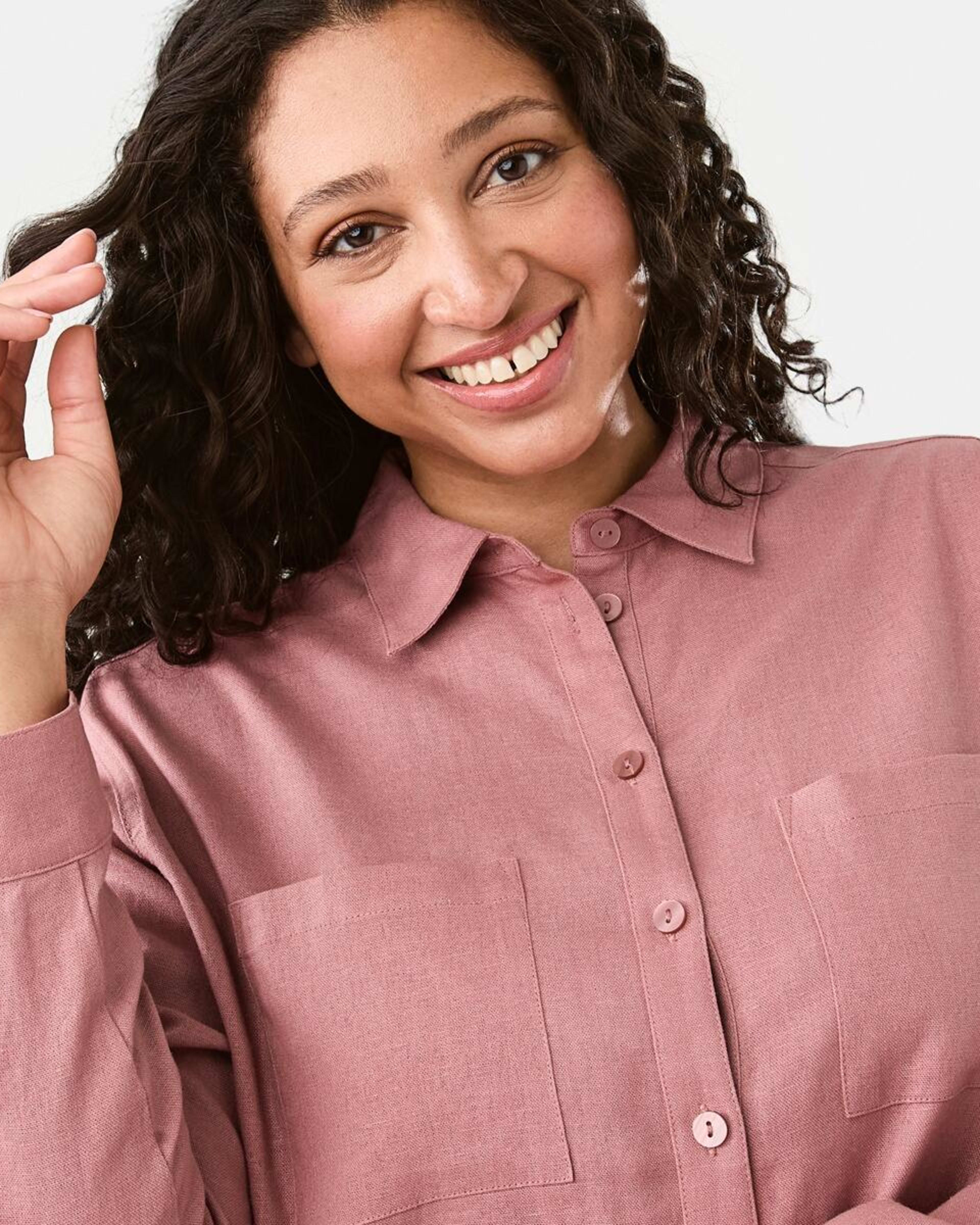 4 Long Sleeve Linen Blend Shirt Soft Red, 4 of 8